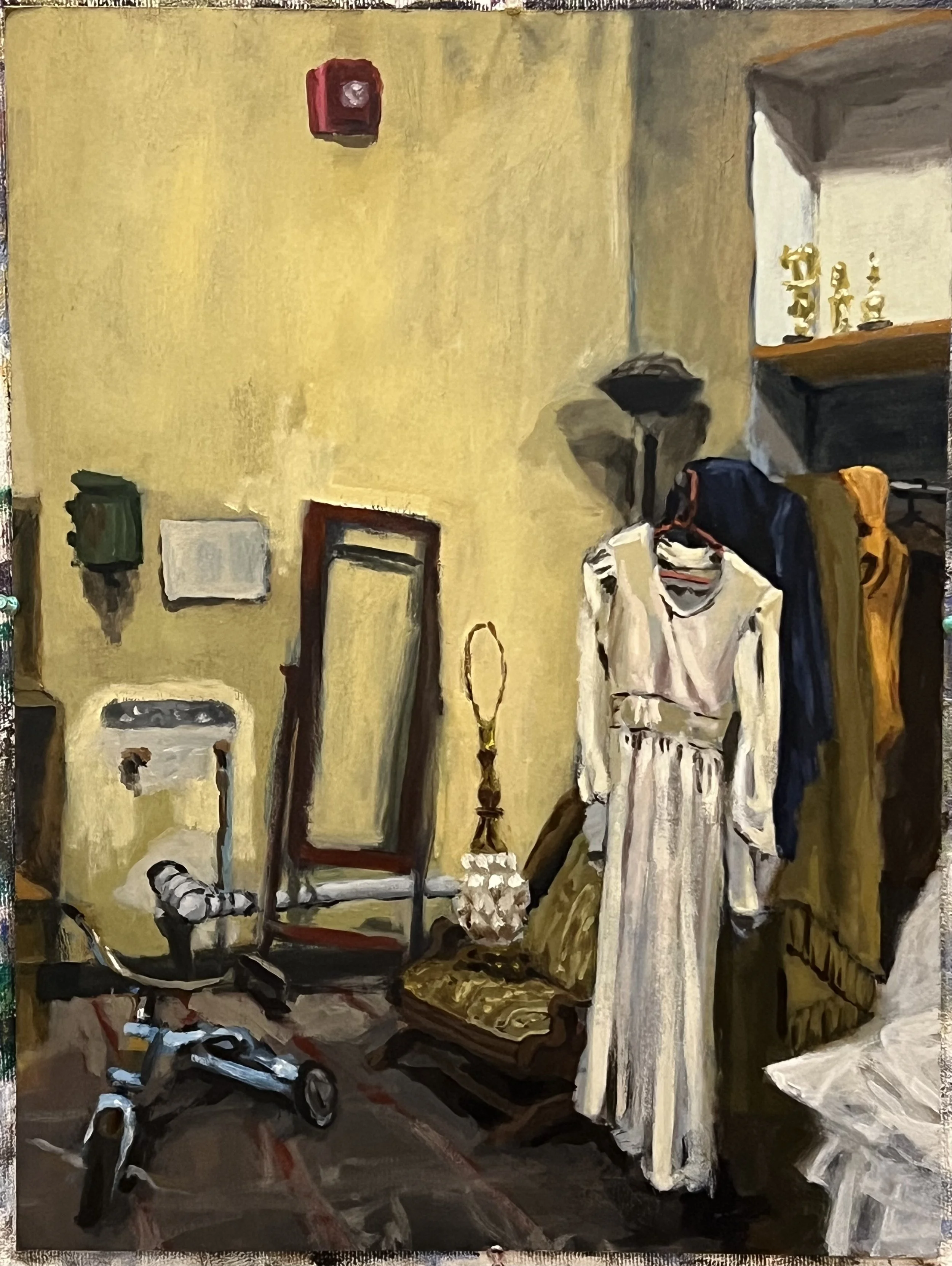 View of the closet, Oil on board, 18 x 24 in. 2022