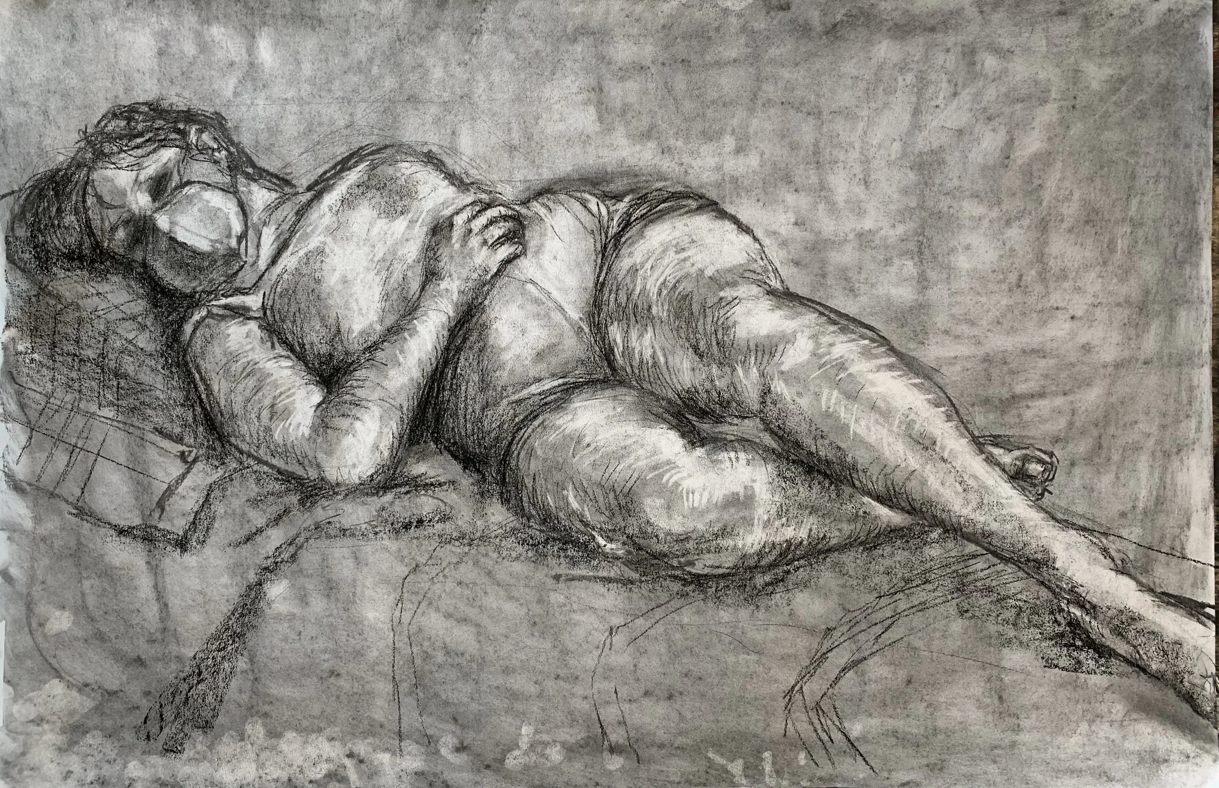Body study, Charcoal on paper, 24 x 18 in. 2022