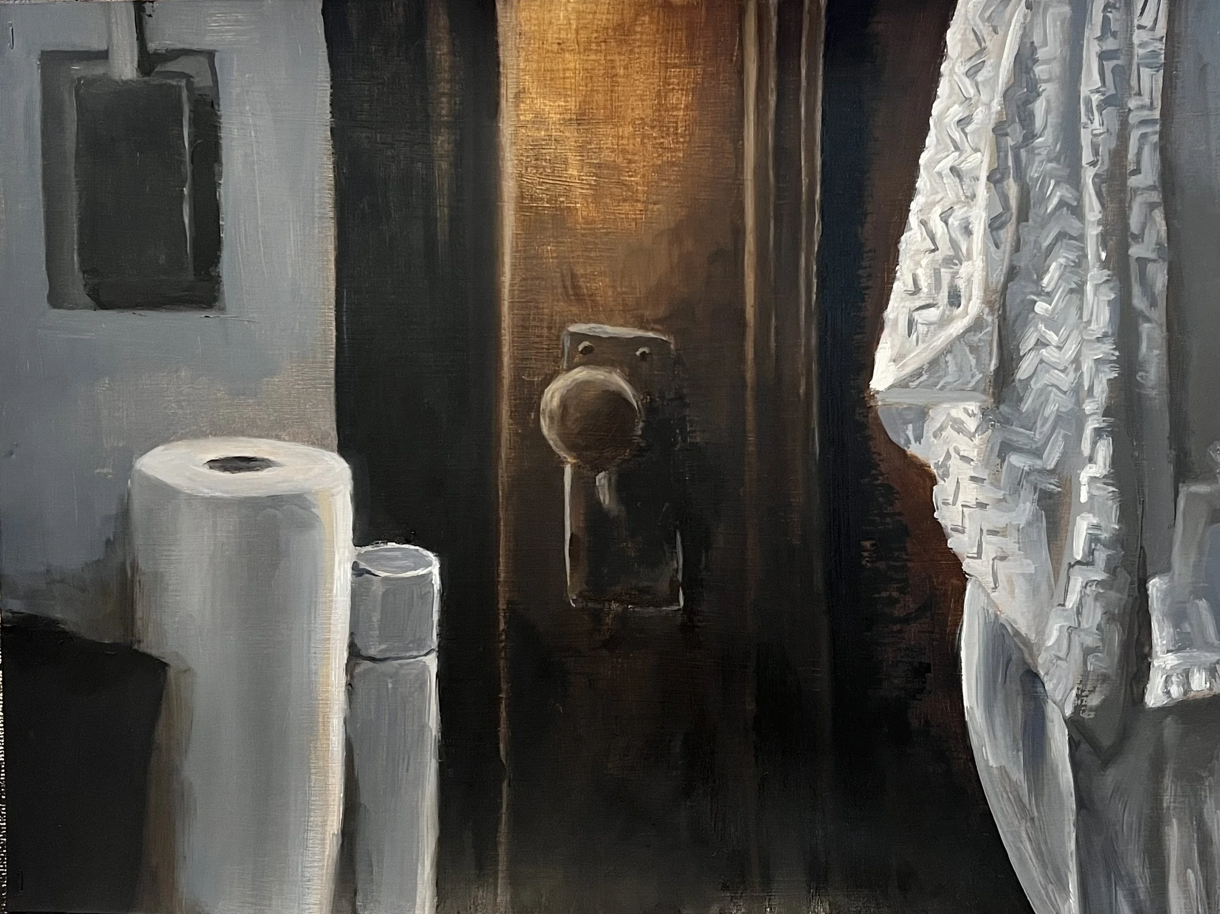 Dorm still life, Oil on board, 24 x 18 in. 2022