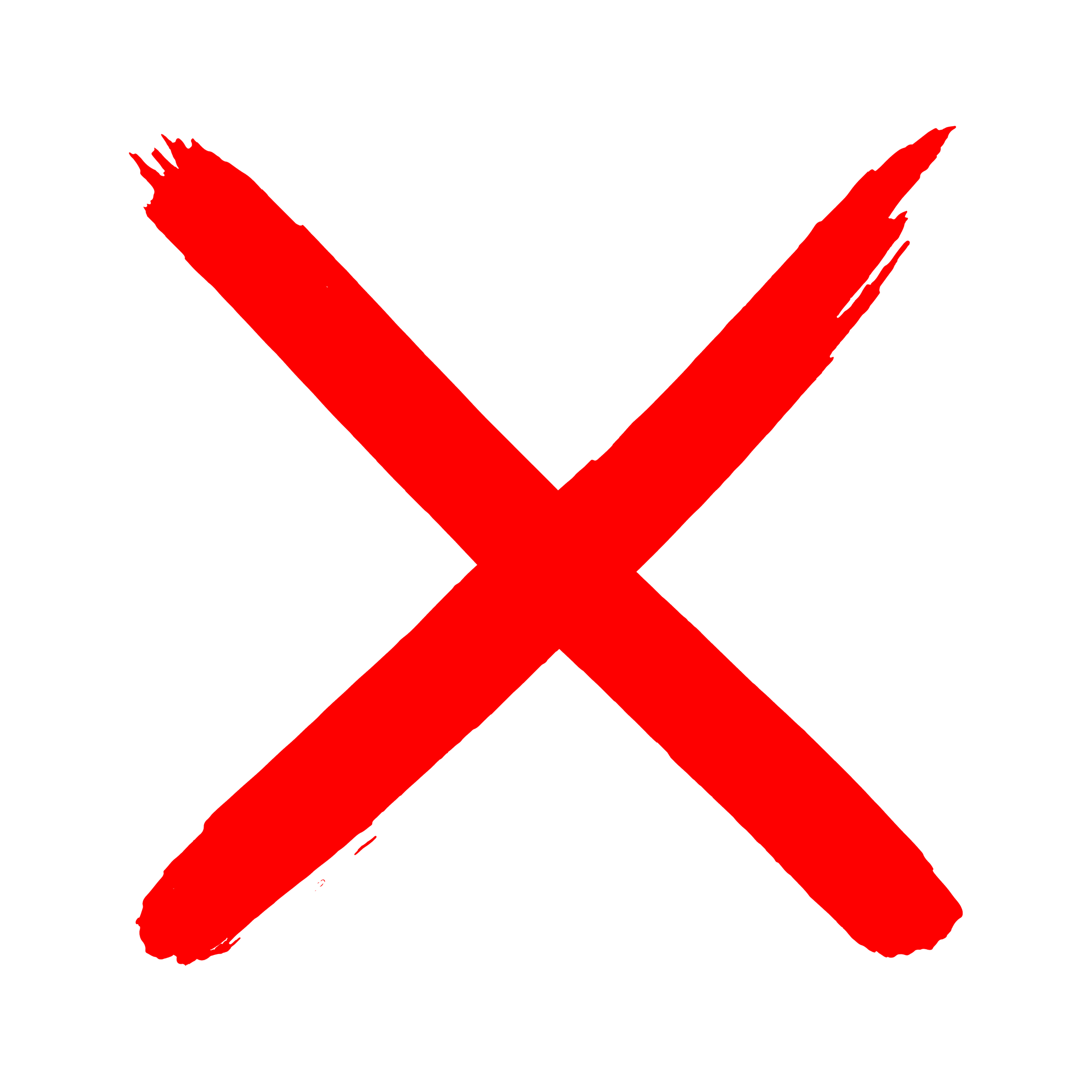 Image with a black background and a large, red, hand-drawn X marking through the center.