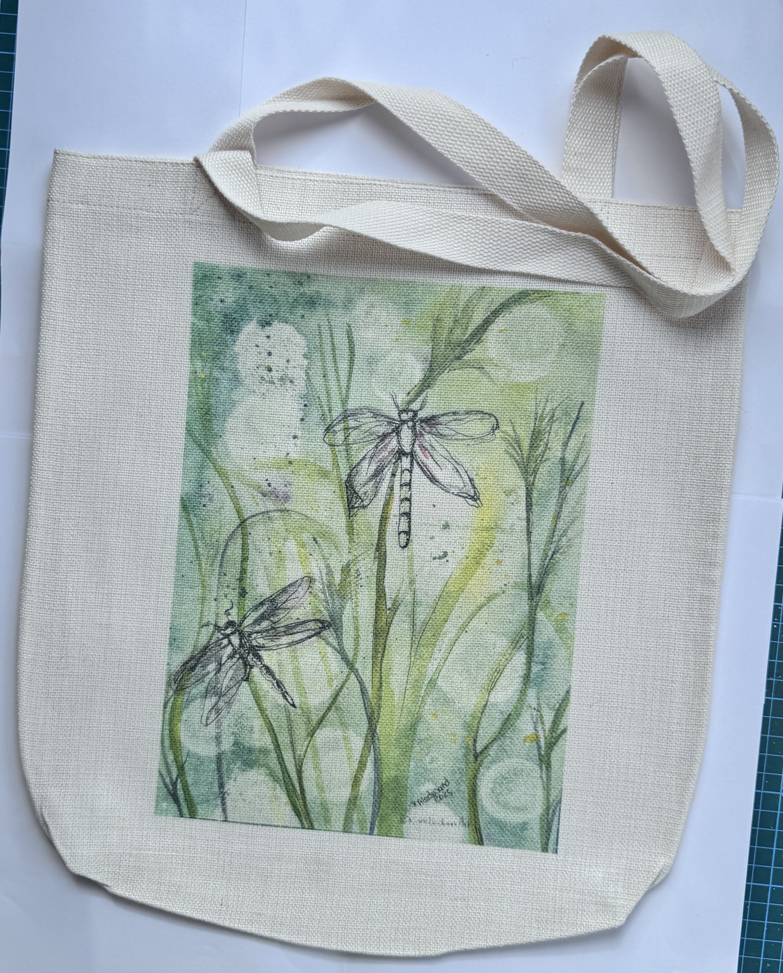 Linen tote bag Dragonflies