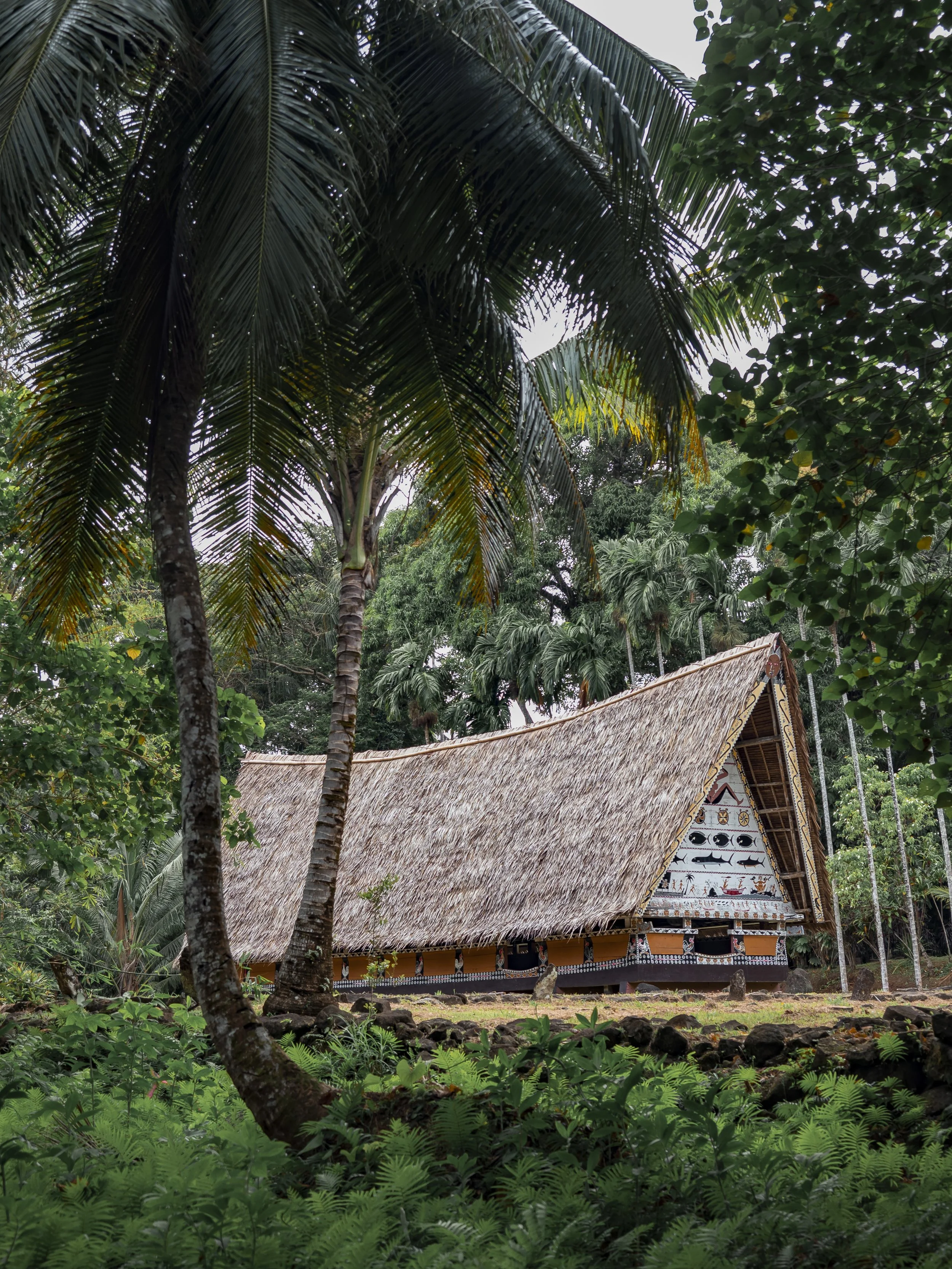 An image of Palau's traditional meeting house, the Bai.