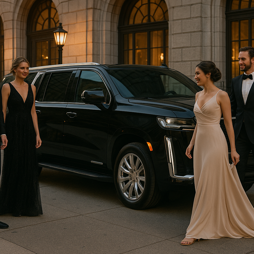 Luxury black SUV and limousine service for formal events, weddings, and special occasions in Belterra, austin  and Texas.
