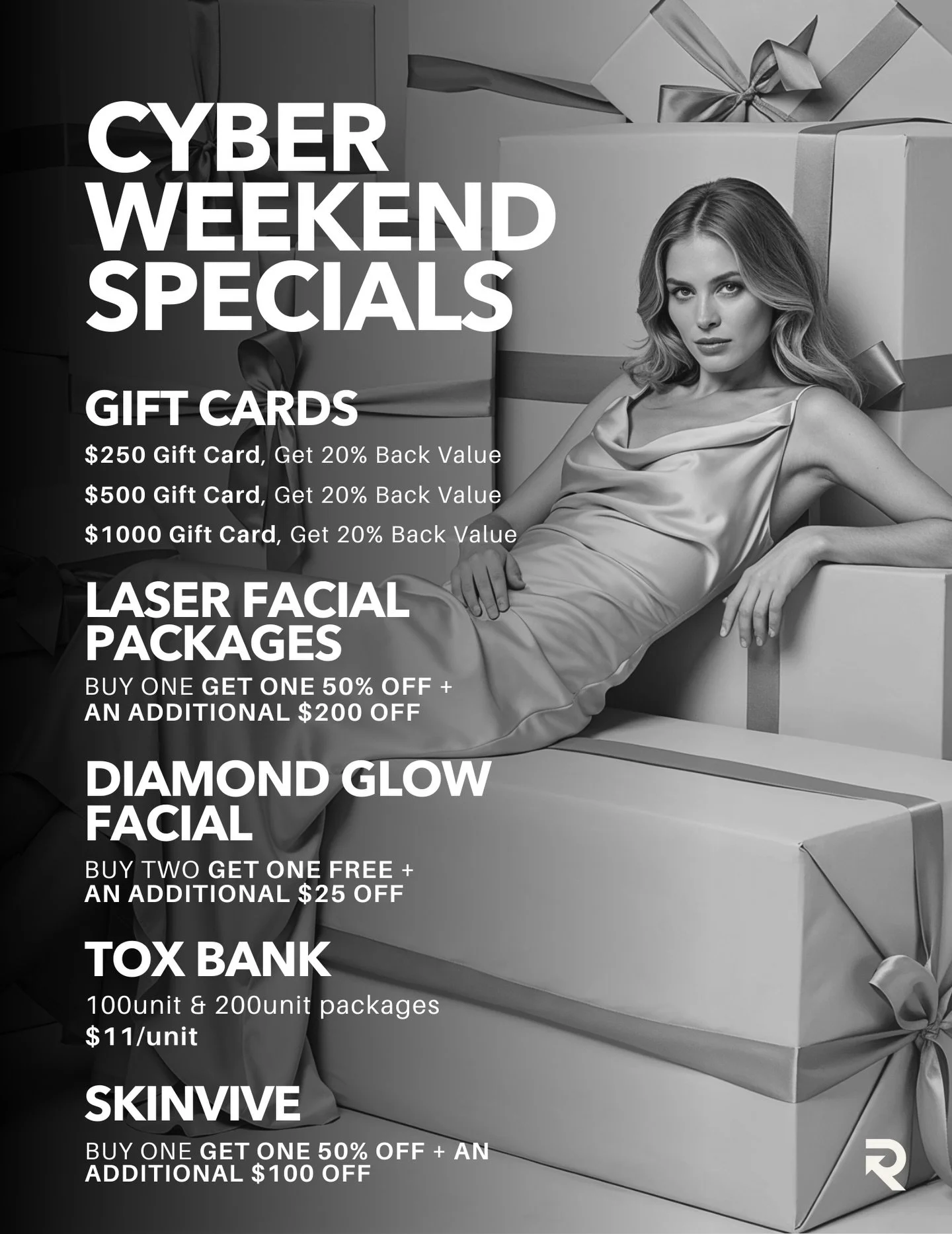 ✨ CYBER WEEKEND IS HERE ✨
Cyber Weekend is officially LIVE at Reverse Aesthetics Medspa + Wellness &mdash; and this year&rsquo;s specials were designed to give you the most value on our top-rated treatments.
Whether you&rsquo;re planning your 2026 gl