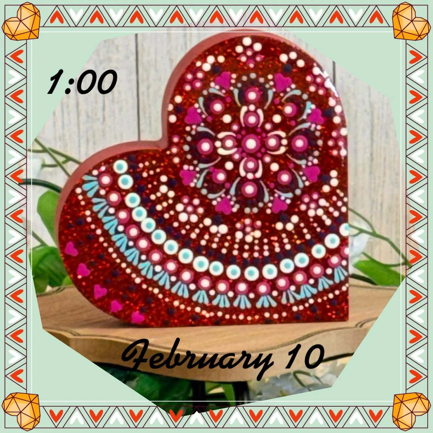 You&rsquo;re Invited!
Join me for a relaxing and creative afternoon of Mandala Dot Art as we paint this beautiful Valentine heart together.
No experience needed&mdash;just come, unwind, and enjoy the joy of dotting, color, and connection.

🗓 Februar