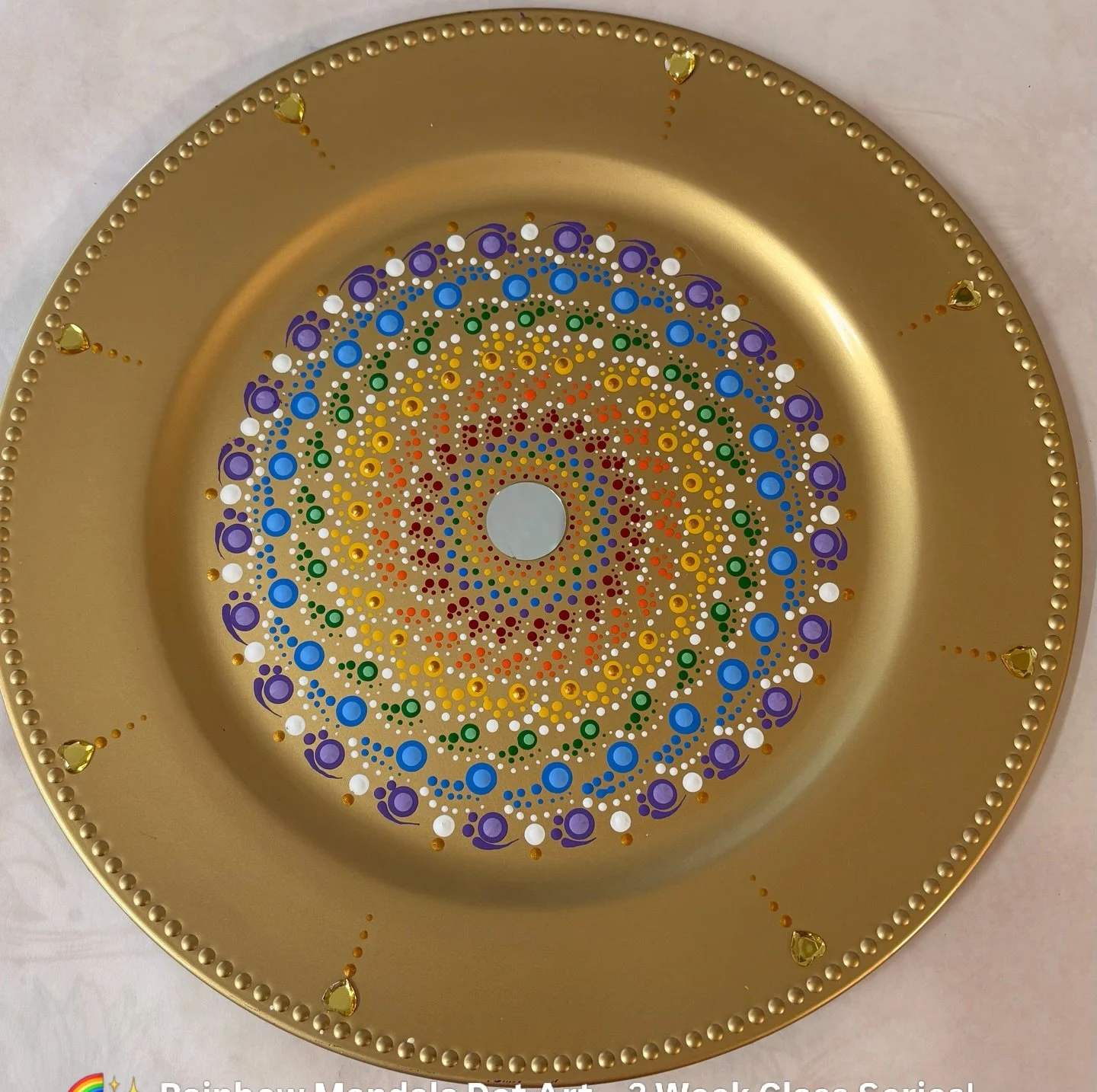 🌈✨ Rainbow Mandala Dot Art &ndash; 2 Week Class Series! ✨🌈

I&rsquo;m so excited to invite you to create this joyful rainbow mandala on a beautiful gold base with me at Crafty Corner with Melissa!

This is a relaxing, step-by-step class where you&r