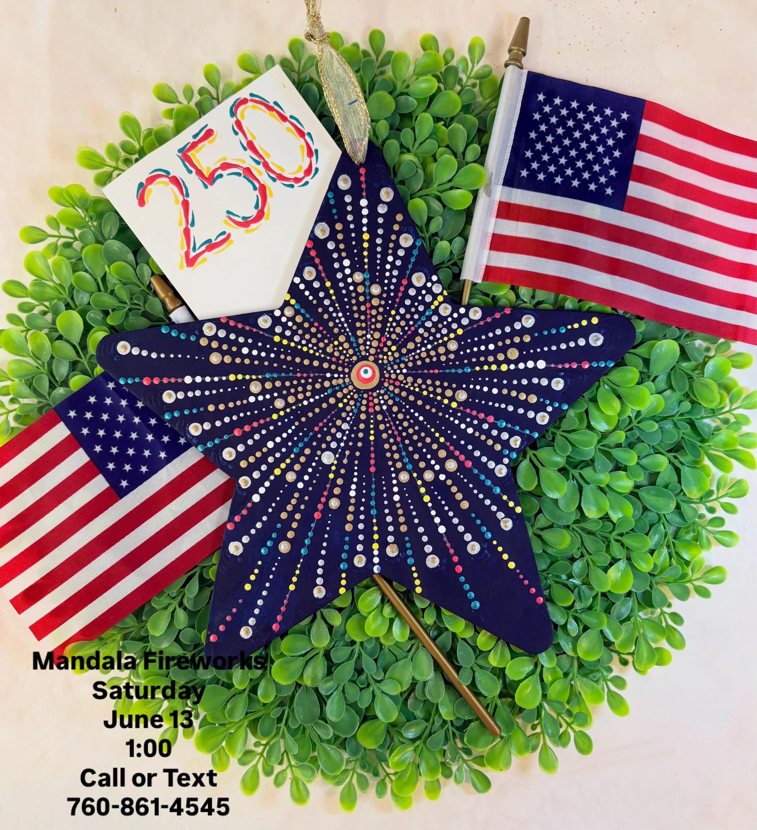 🇺🇸 Crafty Corner with Melissa🇺🇸

Celebrate Flag Day and the upcoming Fourth of July with a special BONUS class!

Join us as we create this festive patriotic star using colorful mandala dot art techniques. No experience needed&mdash;all supplies a