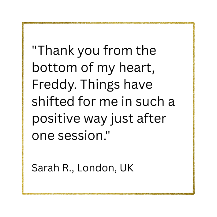 Client testimonial saying things have shifted positively since working with Freddy.