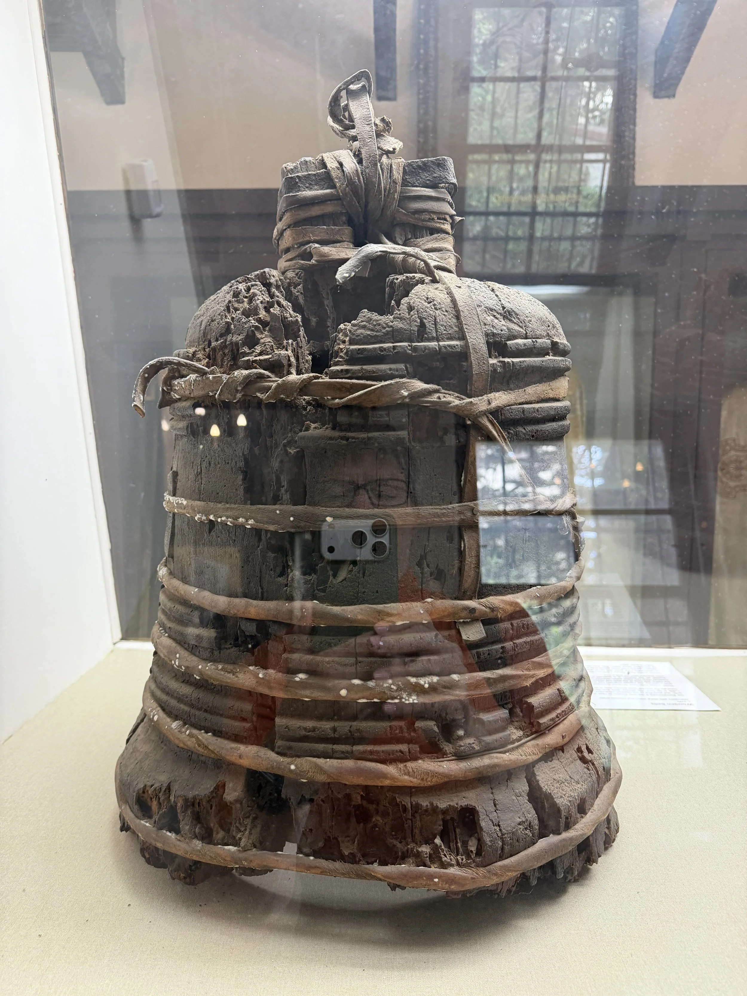 An original wooden bell in the museum. One of the largest still in existence in the world.