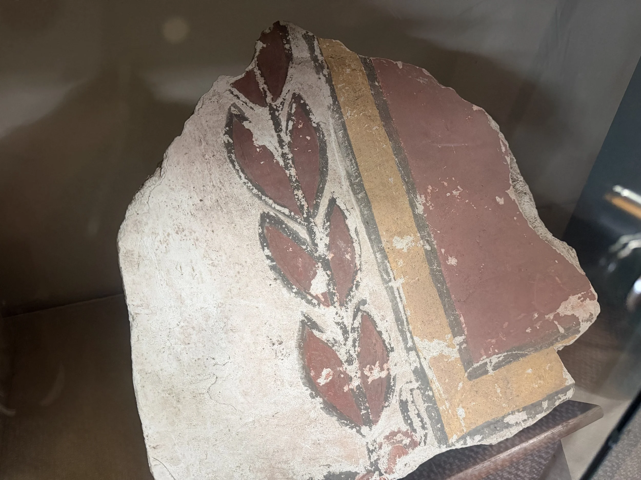 A piece of the original wall contains the original design painted by the Chumash.