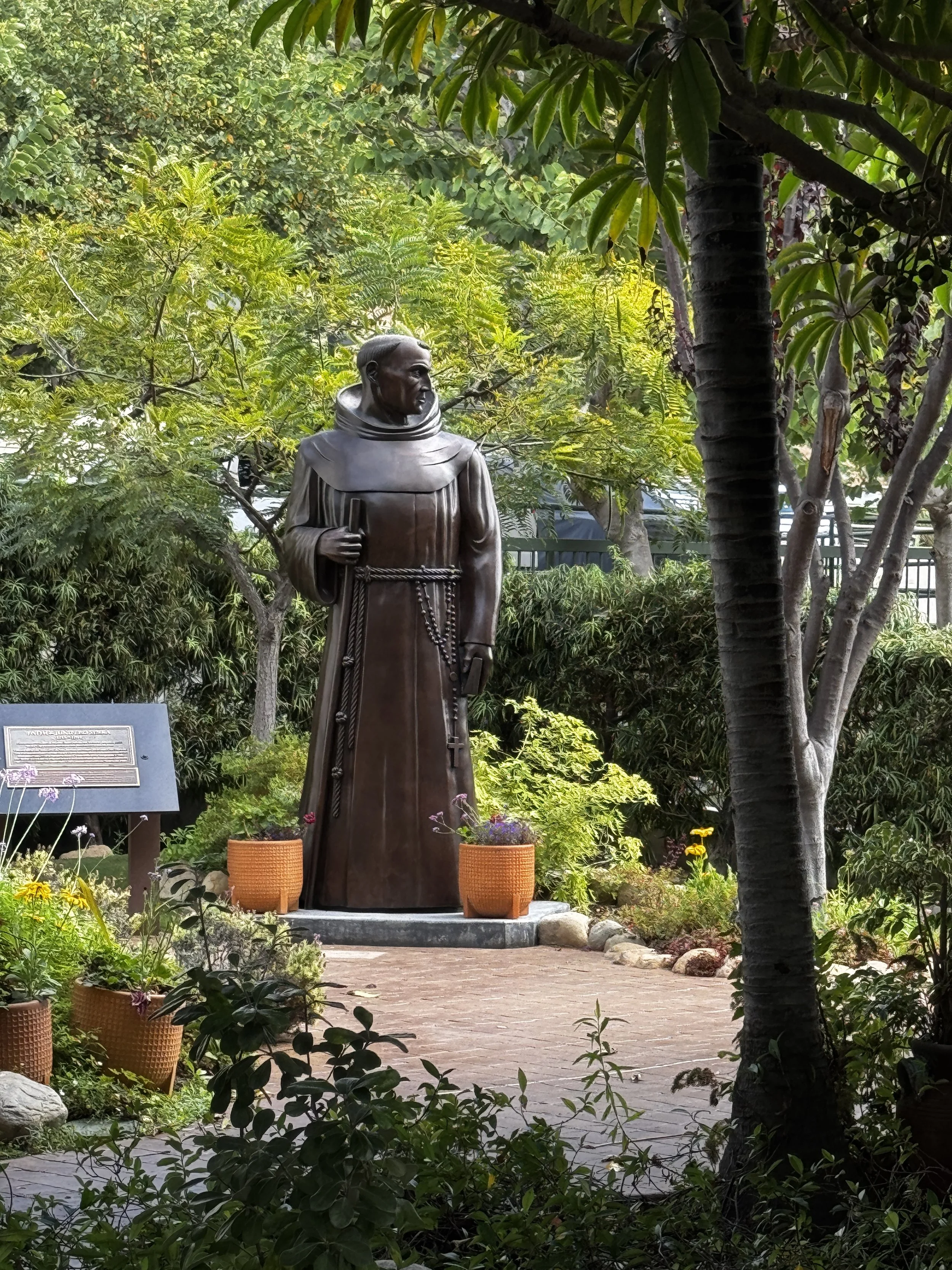 A seven foot tall statue of Fr. Serra.