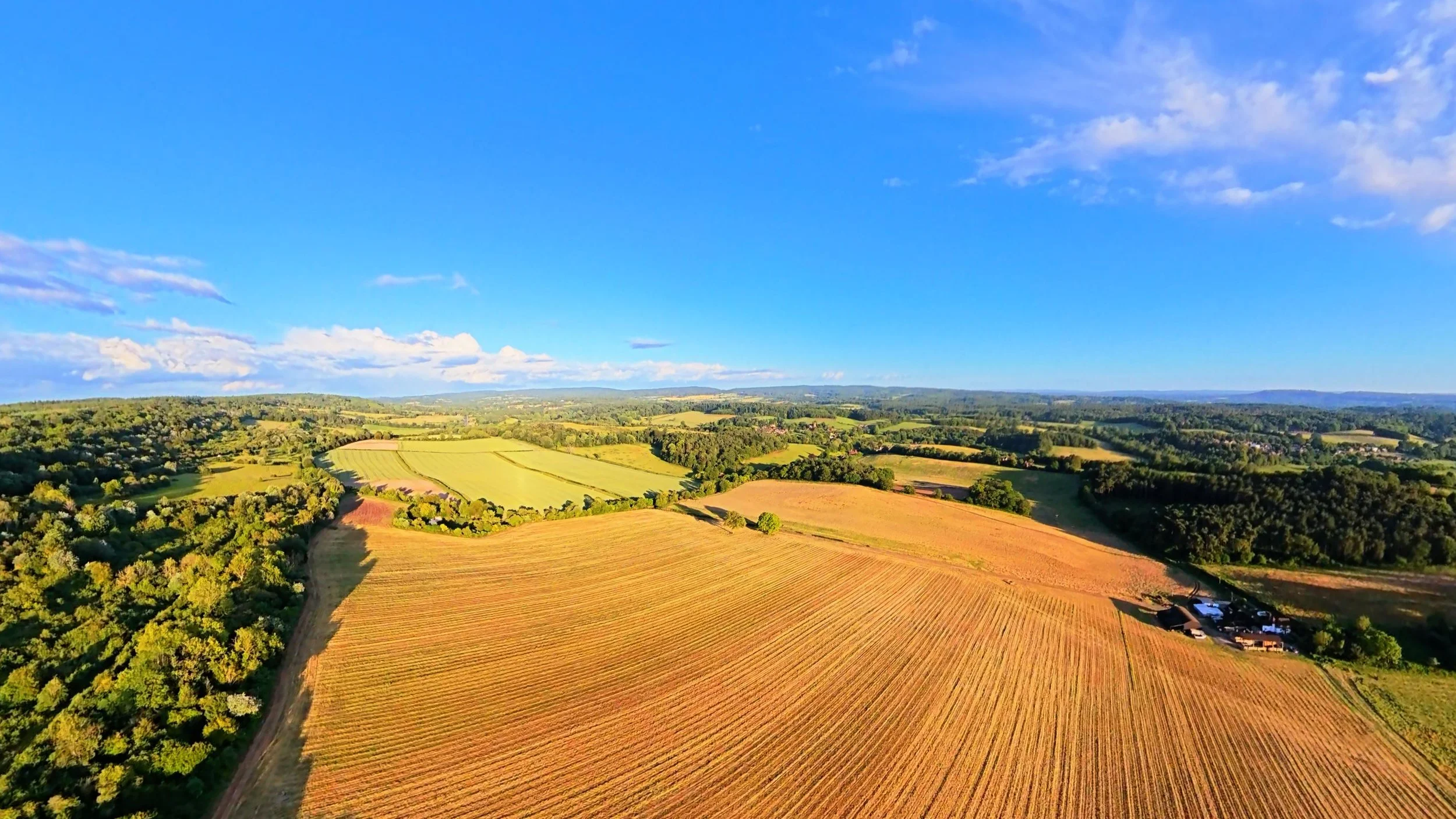 Golden hour over Newlands Corner  Surrey UK– Drone images