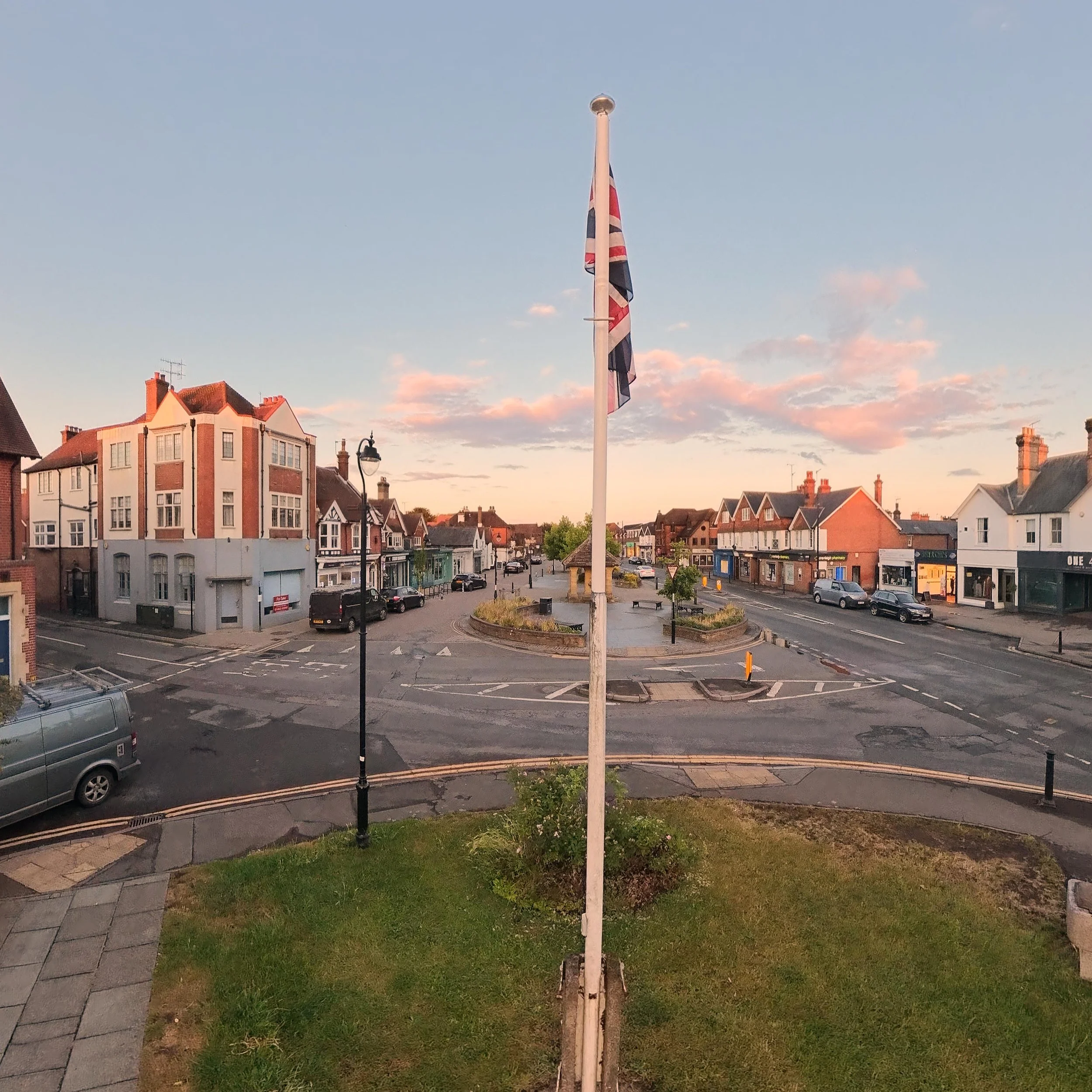Cranleigh High St At Dusk  Surrey UK– Drone images