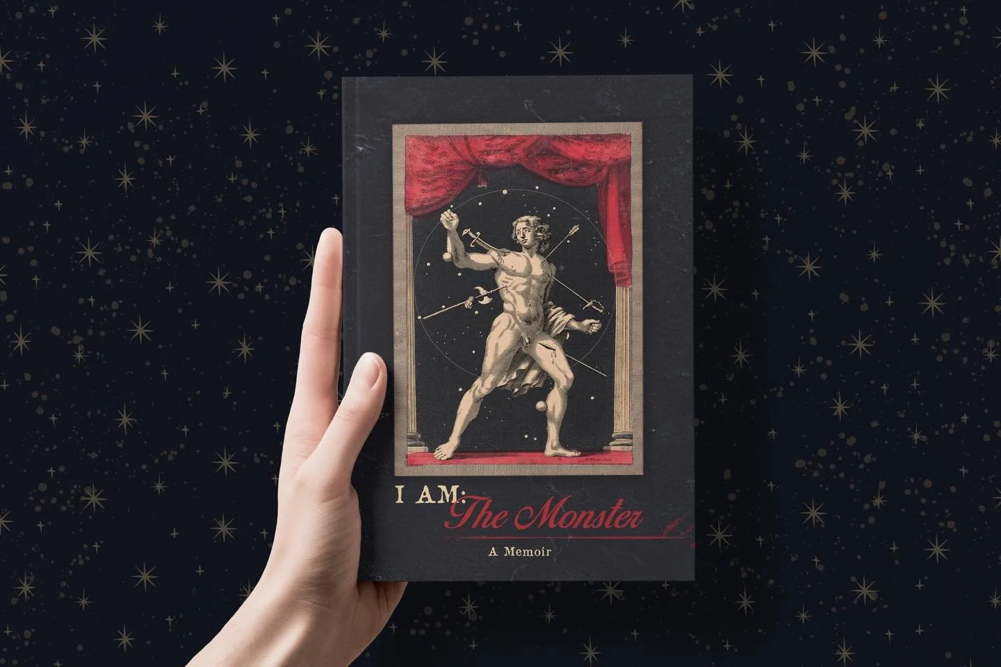 I don&rsquo;t really post my design work because Im terrified that the graphic design wizard is going to smite me down because what if one of my designs suck&hellip; 
-
- A book jacket design for a faux memoir based on the monster from the 2025 frank