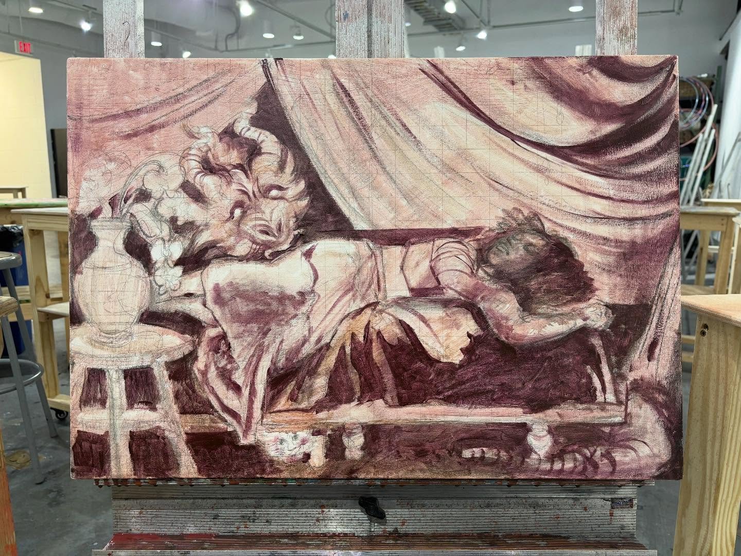 First session with this painting, my professor is going to kick my ass for doing this last minute 🥸 
-
- Featuring @/cursedhive 
-
-
#atc#artisttradingcards#art#artcards#sketchcards#drawing#painting#illustration#acrylic#goldenpaints#ucf