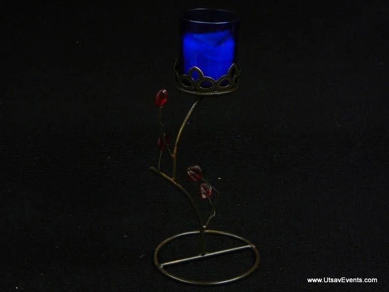 Candle holder metal blue.JPG