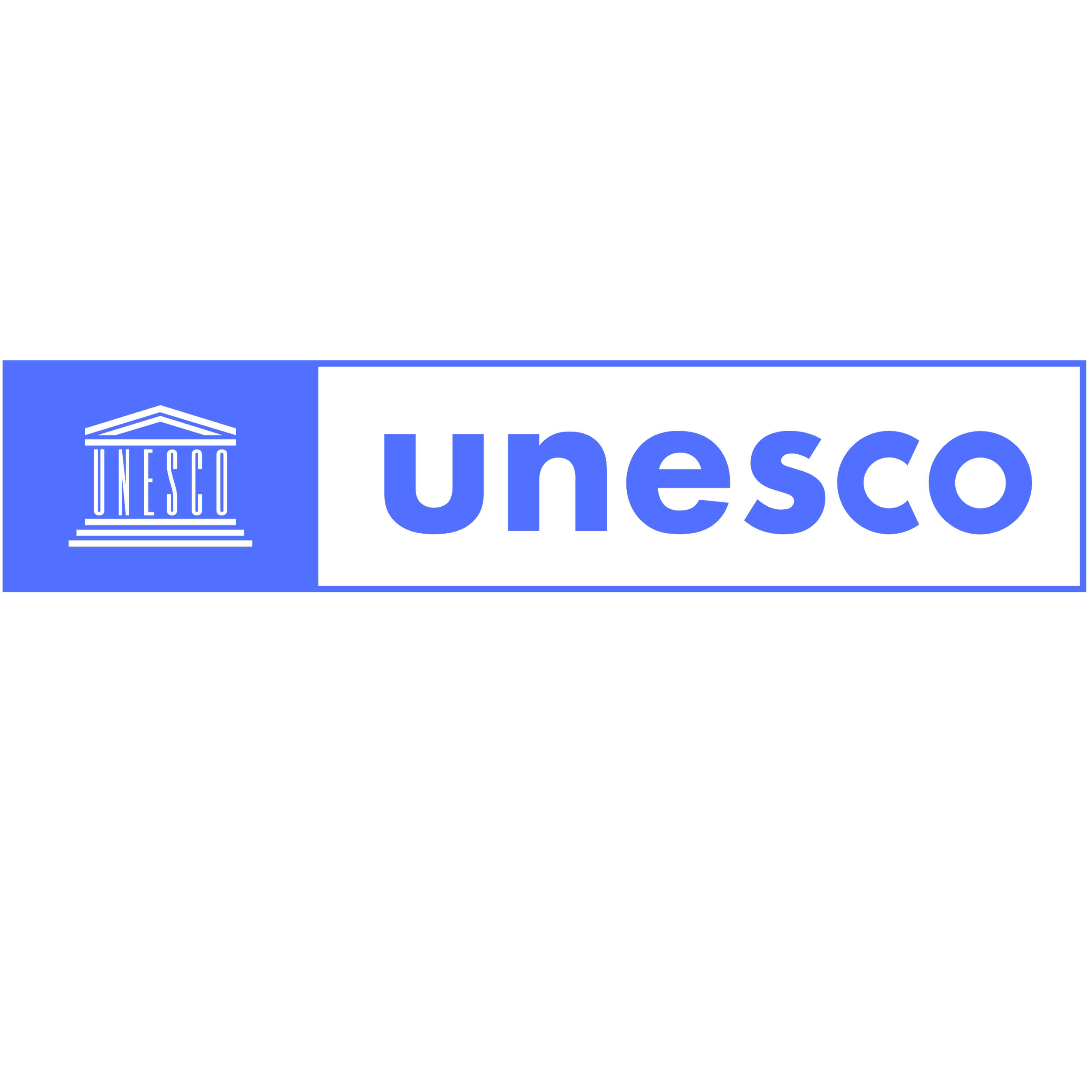 UNESCO logo with blue background and black outline