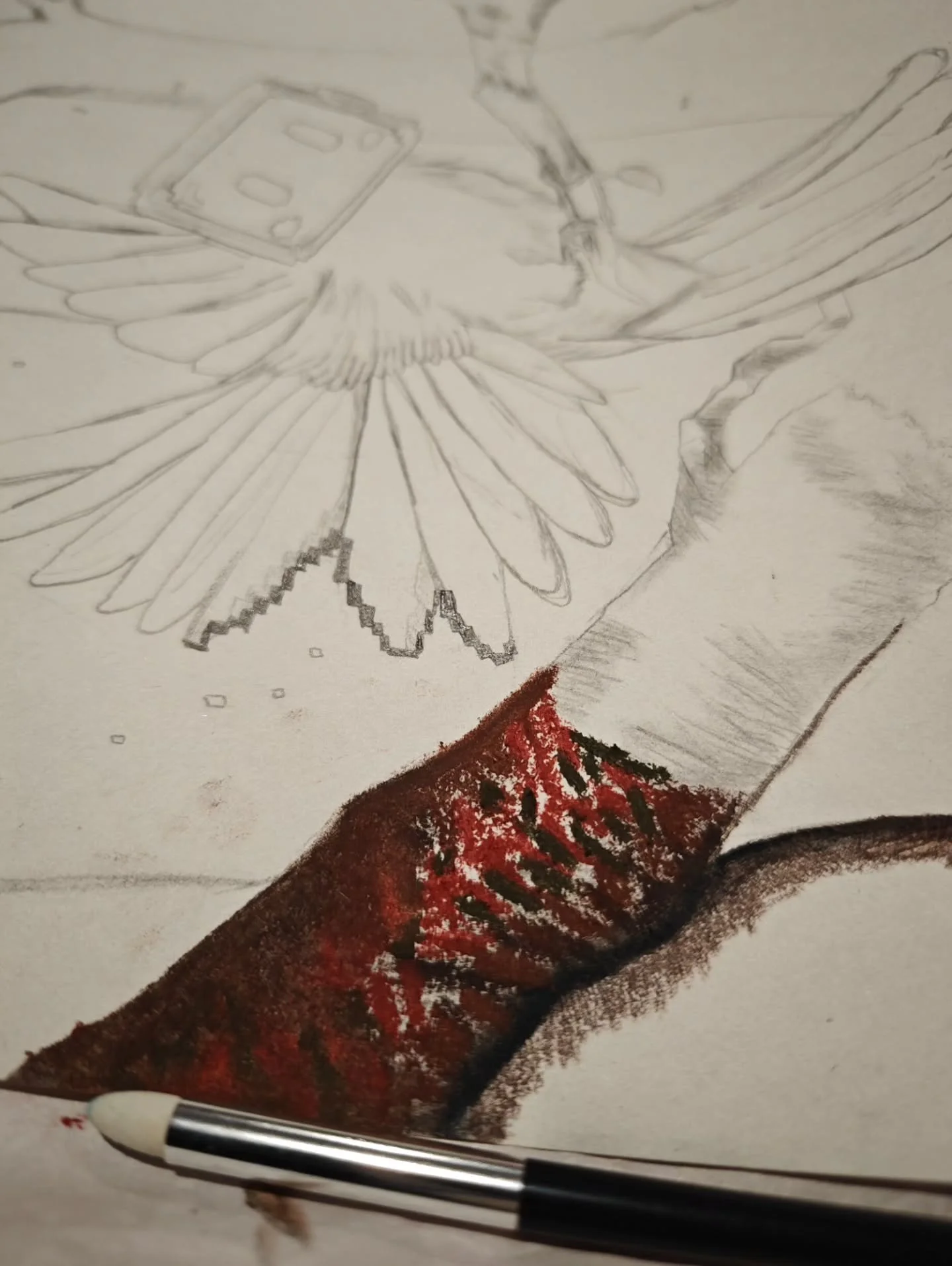 I'm still recovering from some virus. 😩 I have no voice, but I can paint. My adult son drew the picture and now I'm filling it in with color. Teamwork 💕