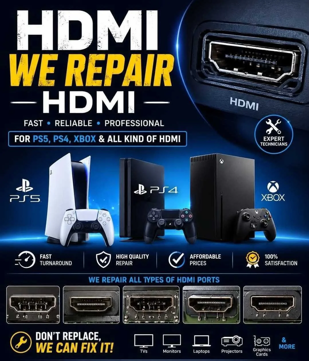 Game Console HDMI Port Repair in Vermont: PS5, Xbox Series X, Xbox One &amp; PS4 Repair Guide (2026)
