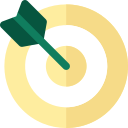 An arrow hitting the bullseye of a target.