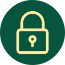 Icon of a padlock on a dark green background