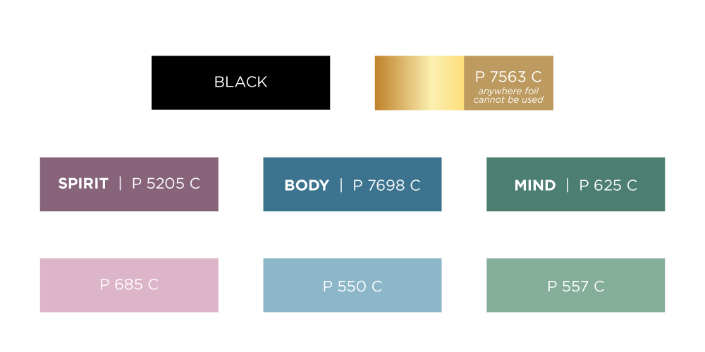 Color chart showing different paint colors and codes labeled as black, spirit, body, mind, and specific color shades with their respective codes.