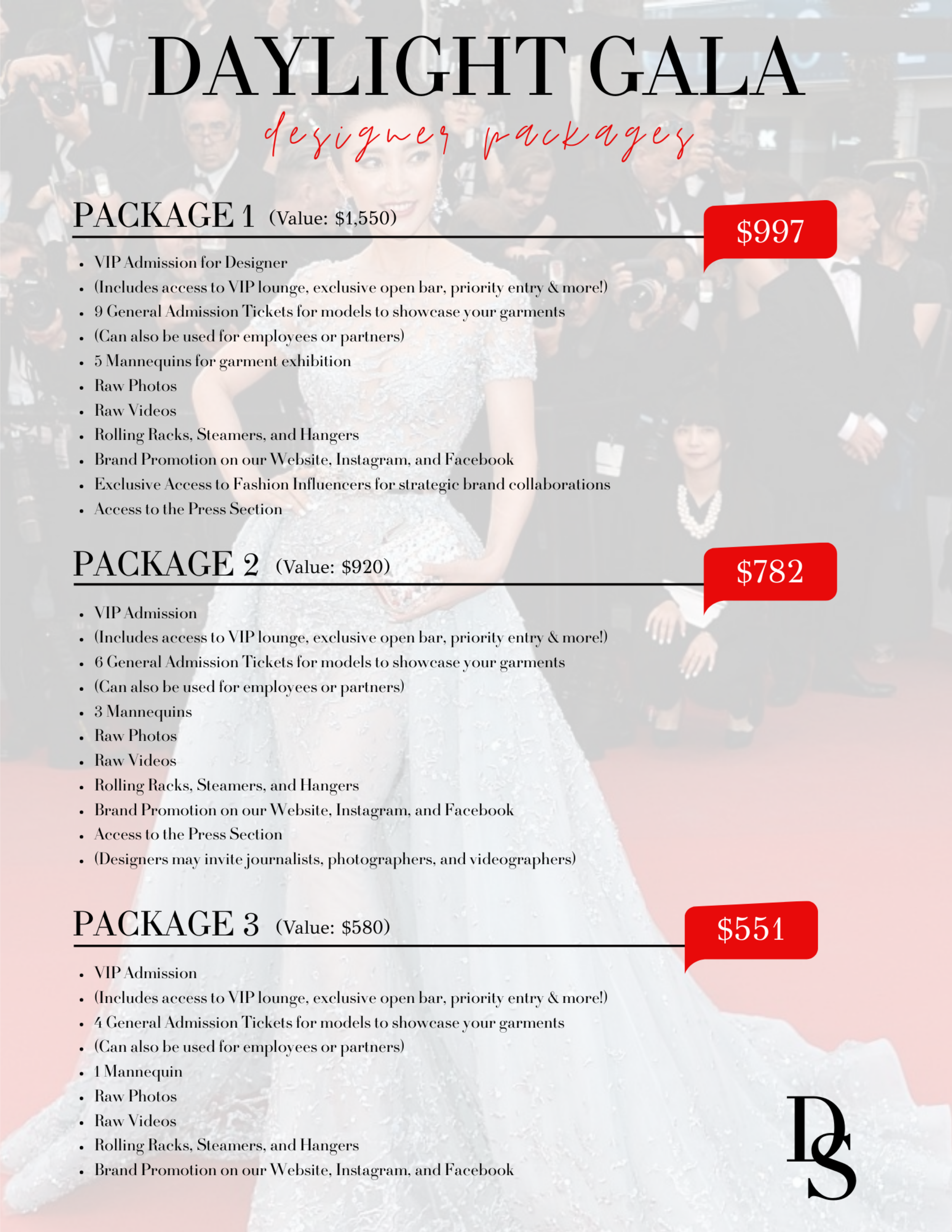 Daylight Gala Designer Package Digital Flyer