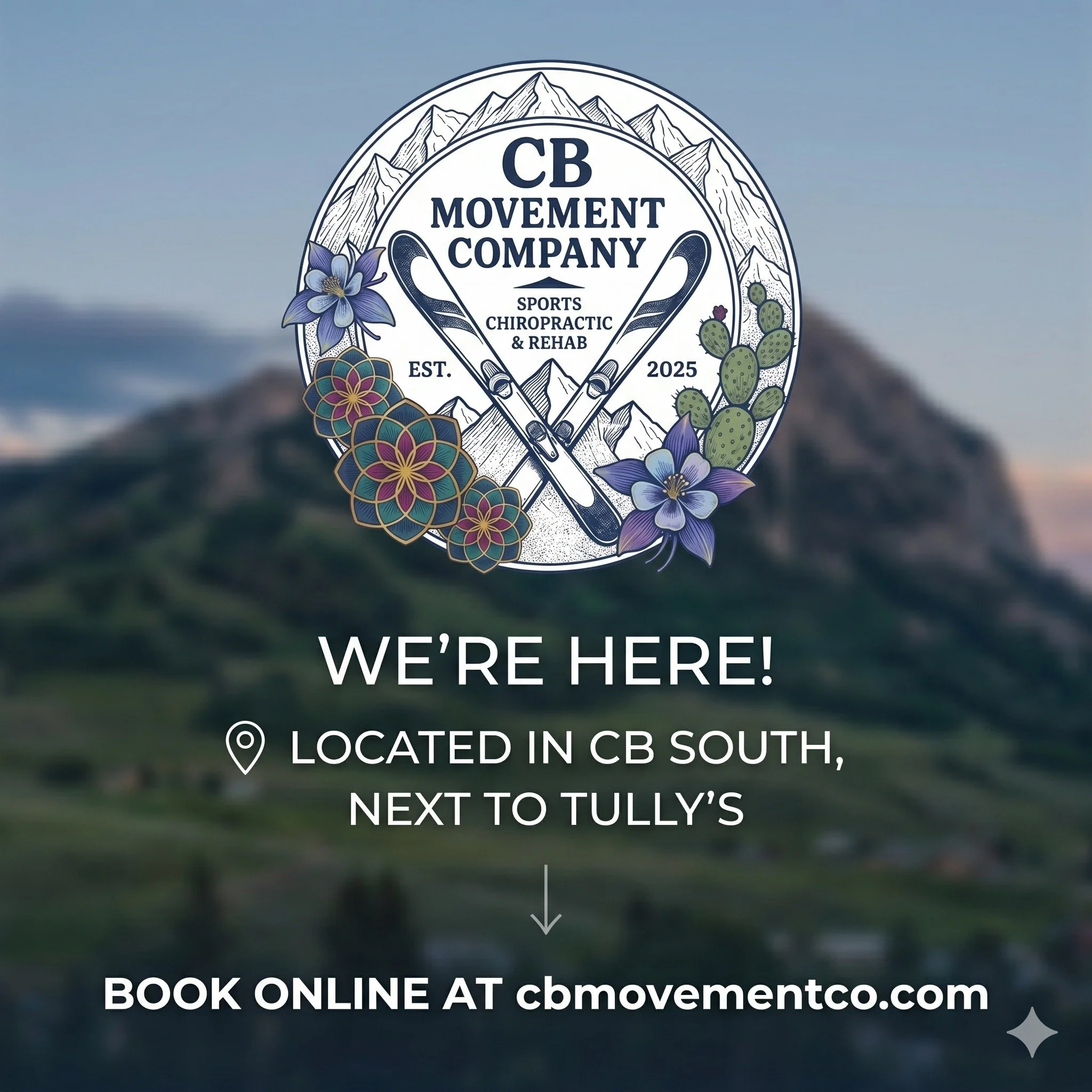 CB Movement Co. is open and taking new patients in CB South, right next to Tully's.
Sports chiropractic and rehab built for active people in the Gunnison Valley. Longer one-on-one sessions with Dr. Wes Rickman, DC, combining chiropractic, soft tissue
