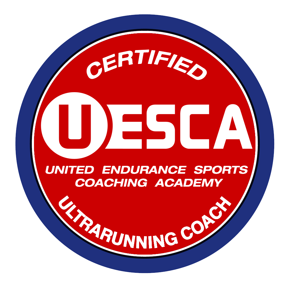 UESCA certification logo for ultra marathon coaching. United Endurance Sports Coaching Academy written underneath the UESCA logo.