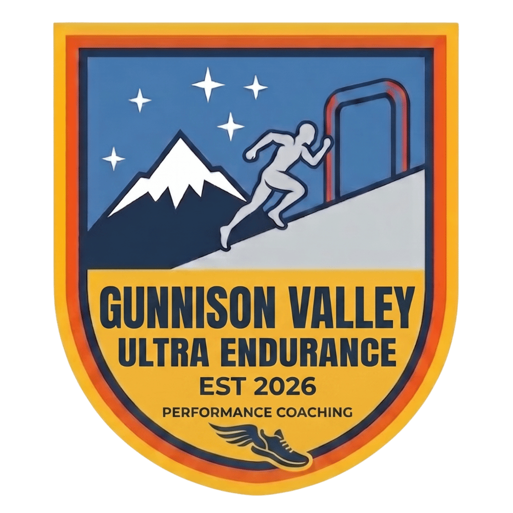 Logo for Gunnison Valley Ultra Endurance coaching in Crested Butte Colorado. Established 2026.