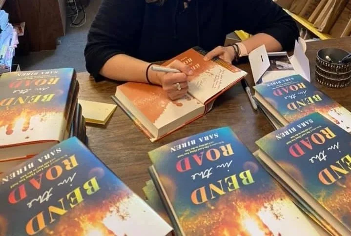 Sara Biren signing copies of Bend in the Road at Boswell Books in Milwaukee, W