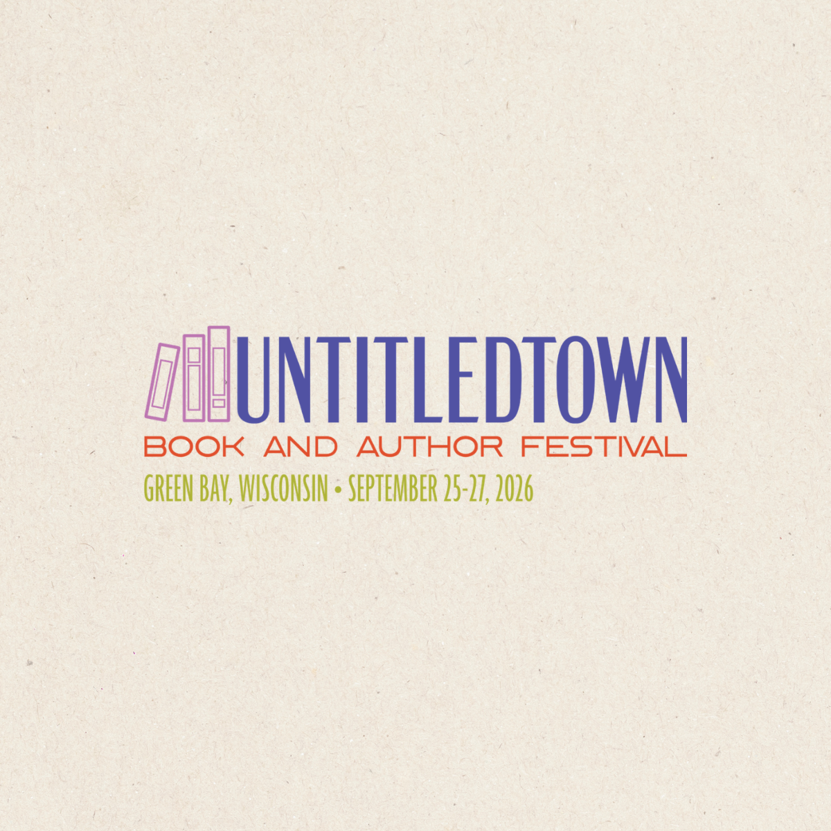 Beige textured background with logo for 2026 UntitledTown Book and Author Festival