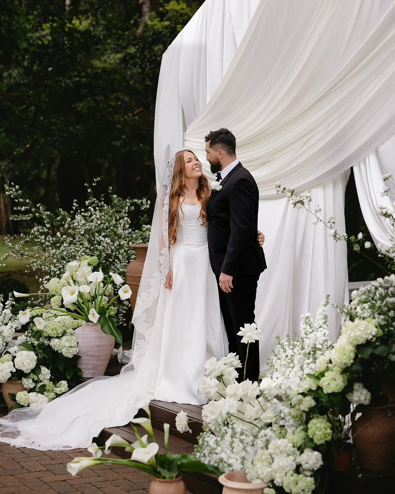 Bringing Josie &amp; Zane&rsquo;s ceremony dream to life.
Designing this floral framed, ivory draped moment was an absolute blast! Transforming the space into a moment all of their own. 

Thank you @josieashby &amp; @zaneworboys for all your trust an