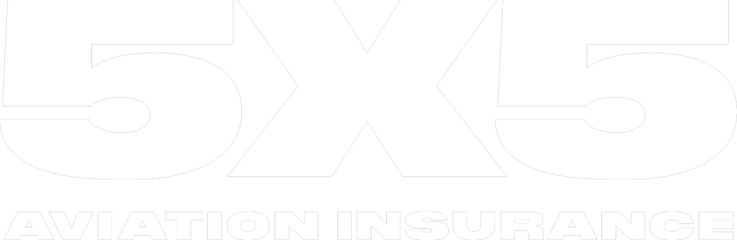 Logo of 5x5 Aviation Insurance in black and white.