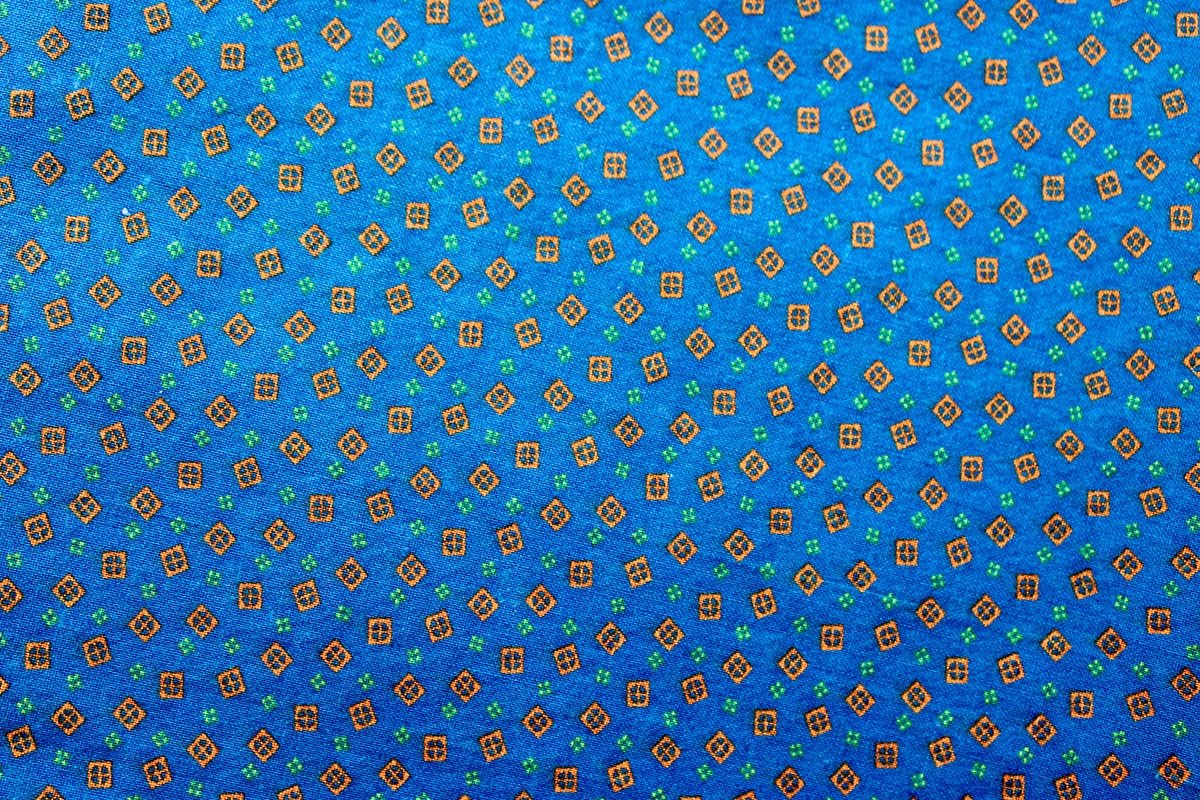 Blue and orange geometric fabric