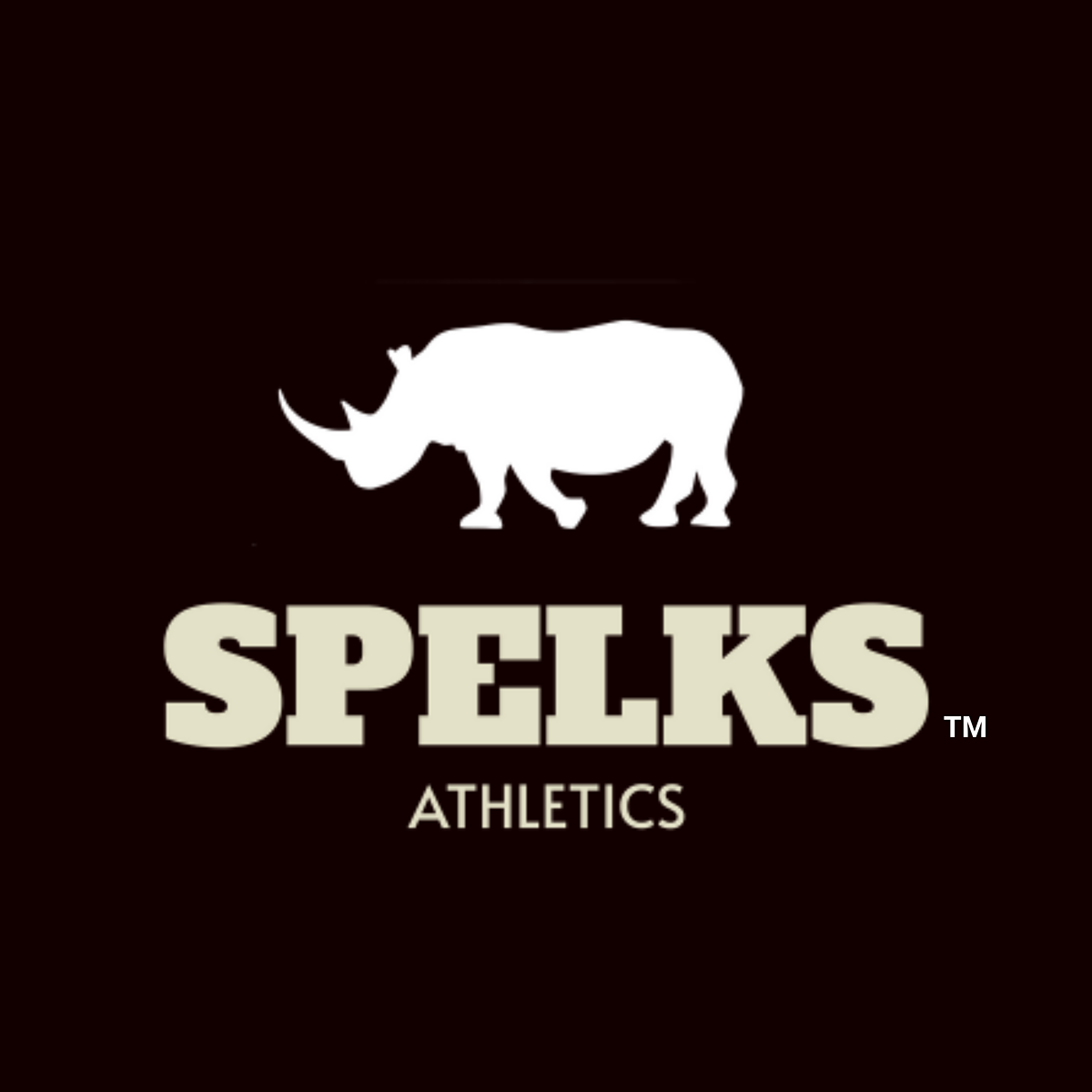 Logo for Speks Athletics, featuring a silhouette of a rhinoceros above the words 'SPEKS ATHLETICS' on a black background.
