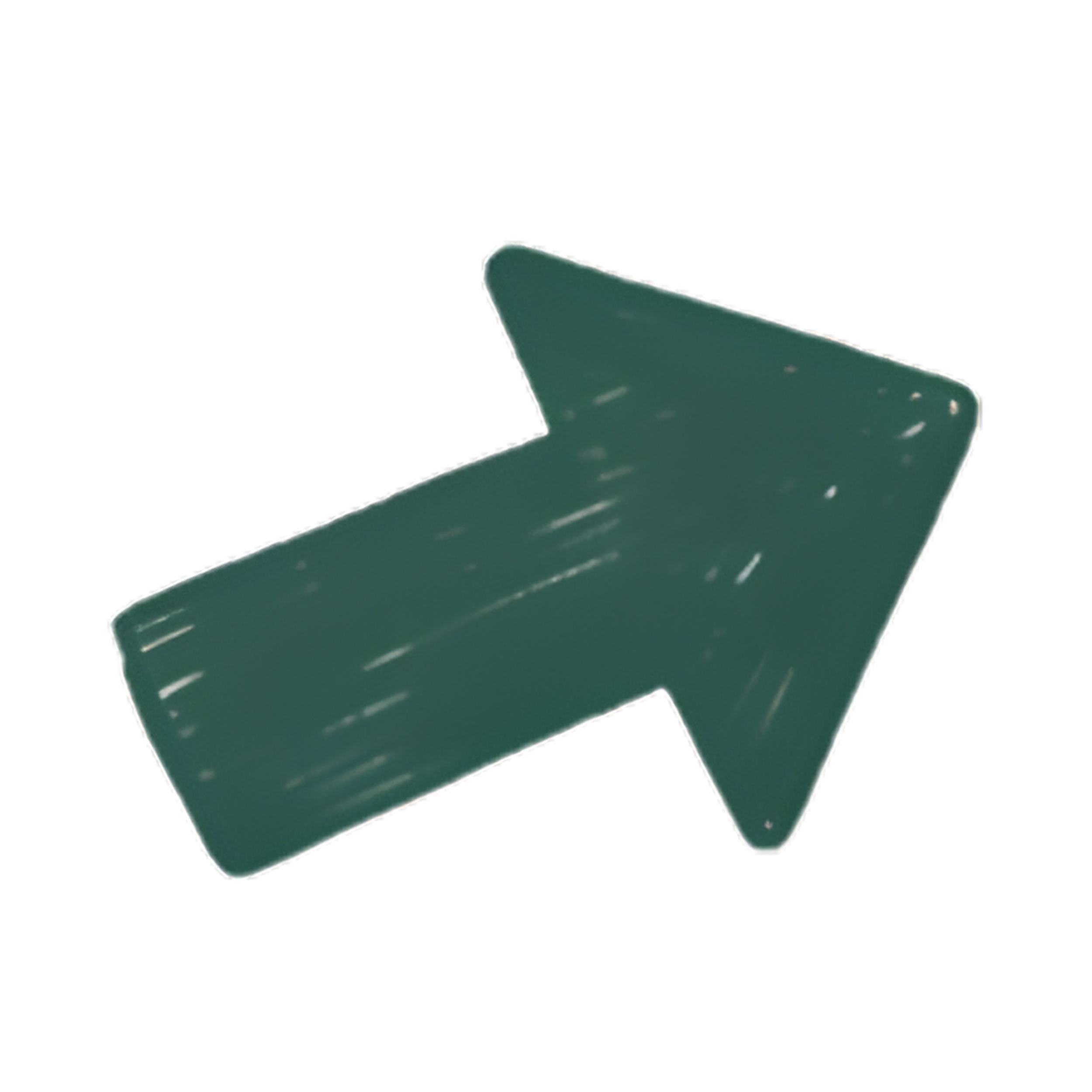 Close-up of a green object with white markings on a black background.