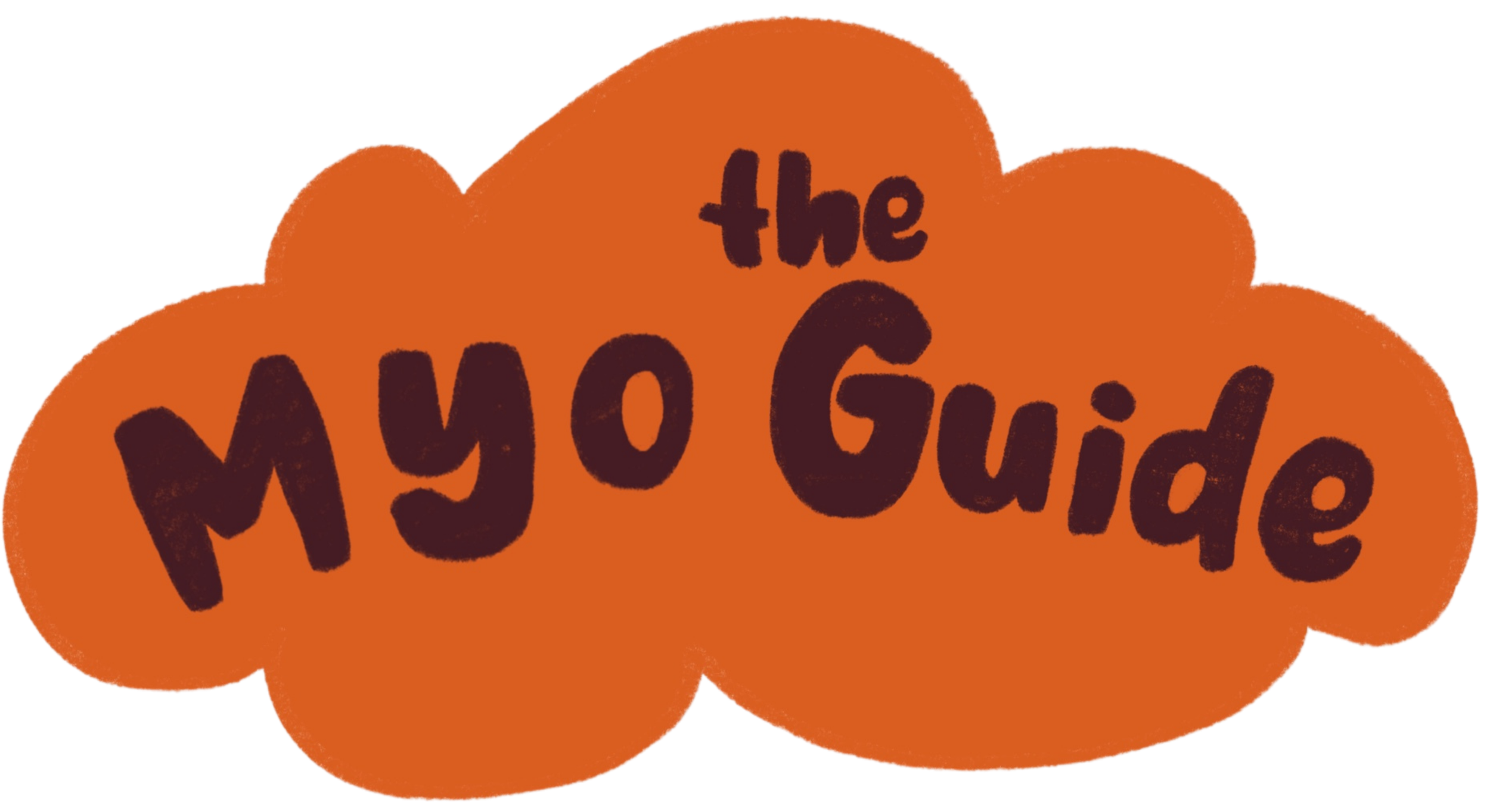 Orange speech bubble with the phrase "the MOGO Guide" written in black handwriting-style text.