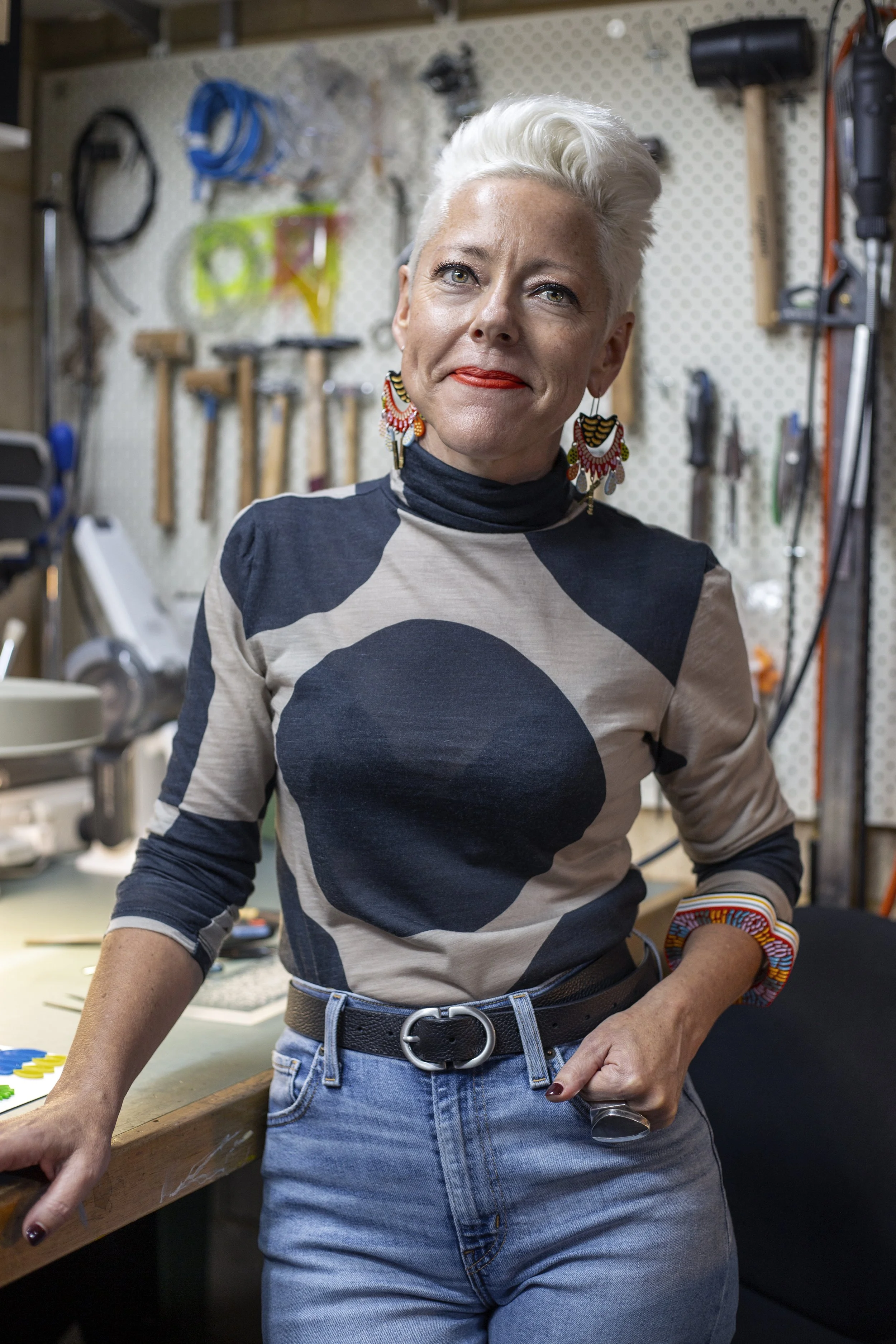 Portrait of jewellery artist Grace Hummerston in her studio, 2025.