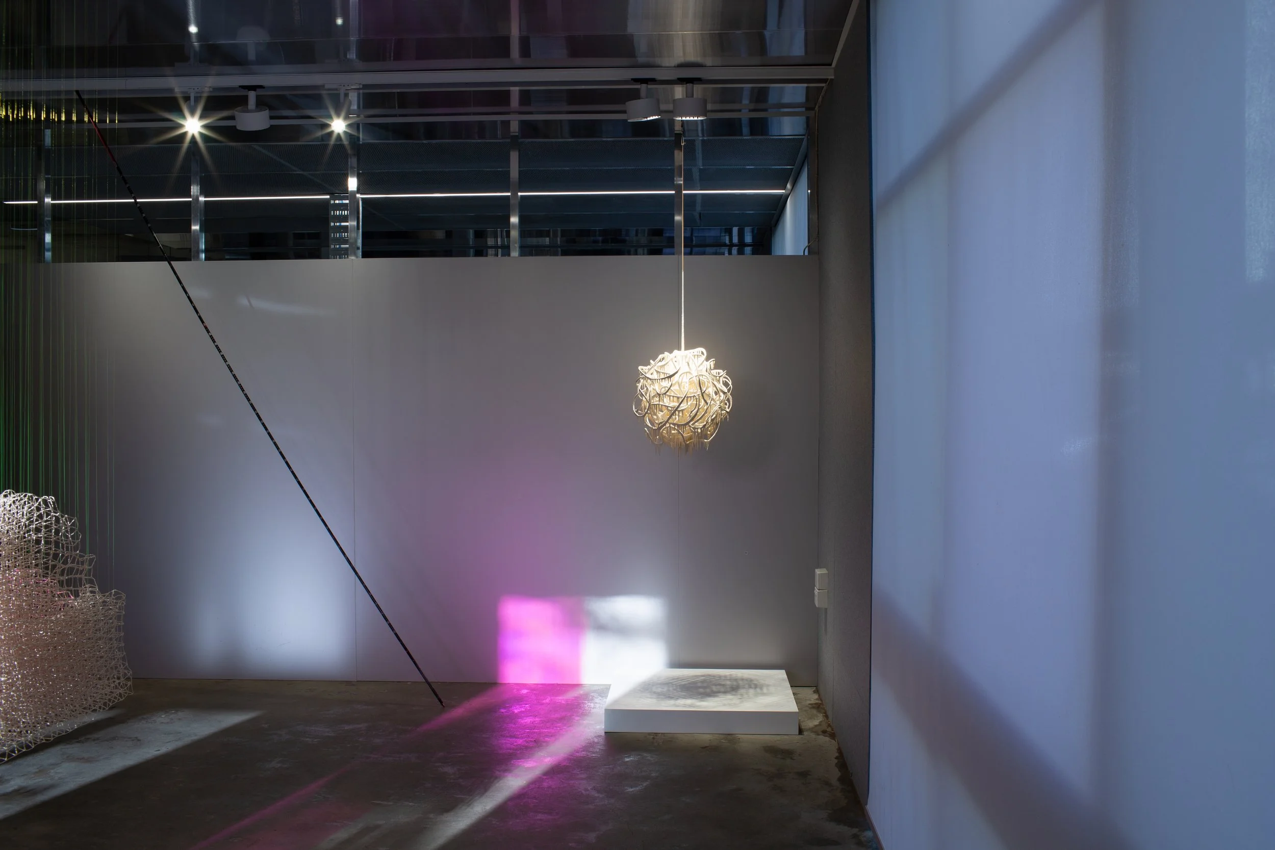 Installation view featuring the work of Alex Spremberg, Jacobus Capone, Marzena Topka, and Rebecca Baumann, Vulnerable Structures, WALLACE, 2026.