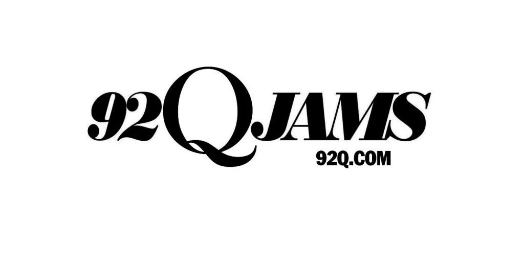 Black and white logo for 92Q Jams with website 92Q.COM.