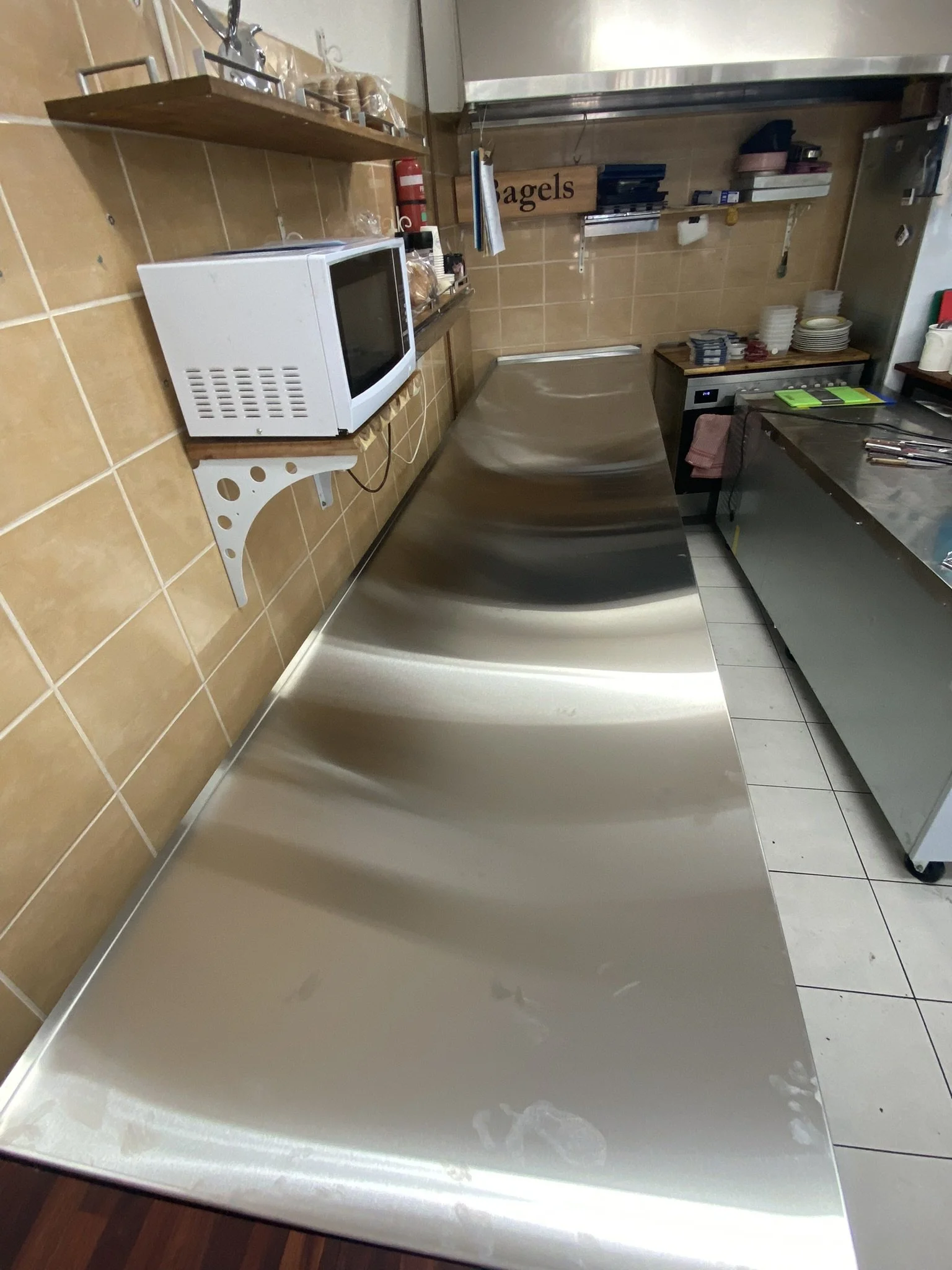 3.8m x 900mm  custom made kitchen bench for local cafe