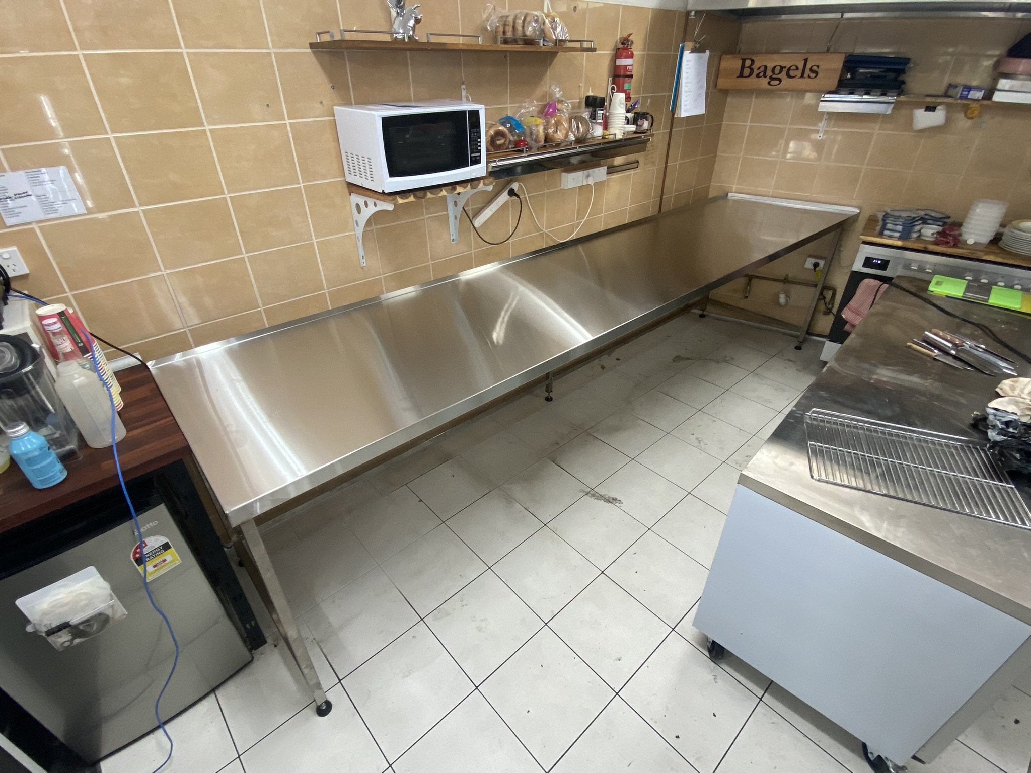 3.8m x 900mm  custom made kitchen bench for local cafe 