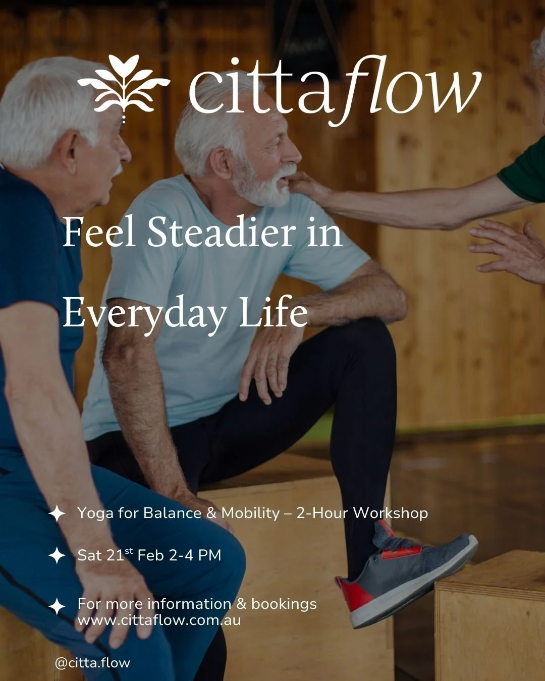 Getting up from a chair, walking confidently, or moving without hesitation shouldn&rsquo;t feel stressful or uncertain.

This gentle workshop is designed for seniors who want to improve balance, mobility, and confidence in everyday movement. You&rsqu
