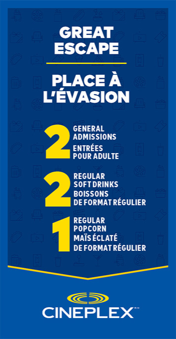 2 x great escape cineplex packages
