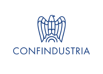Logo featuring an abstract bird with outstretched wings and the word 'Confindustria' below.