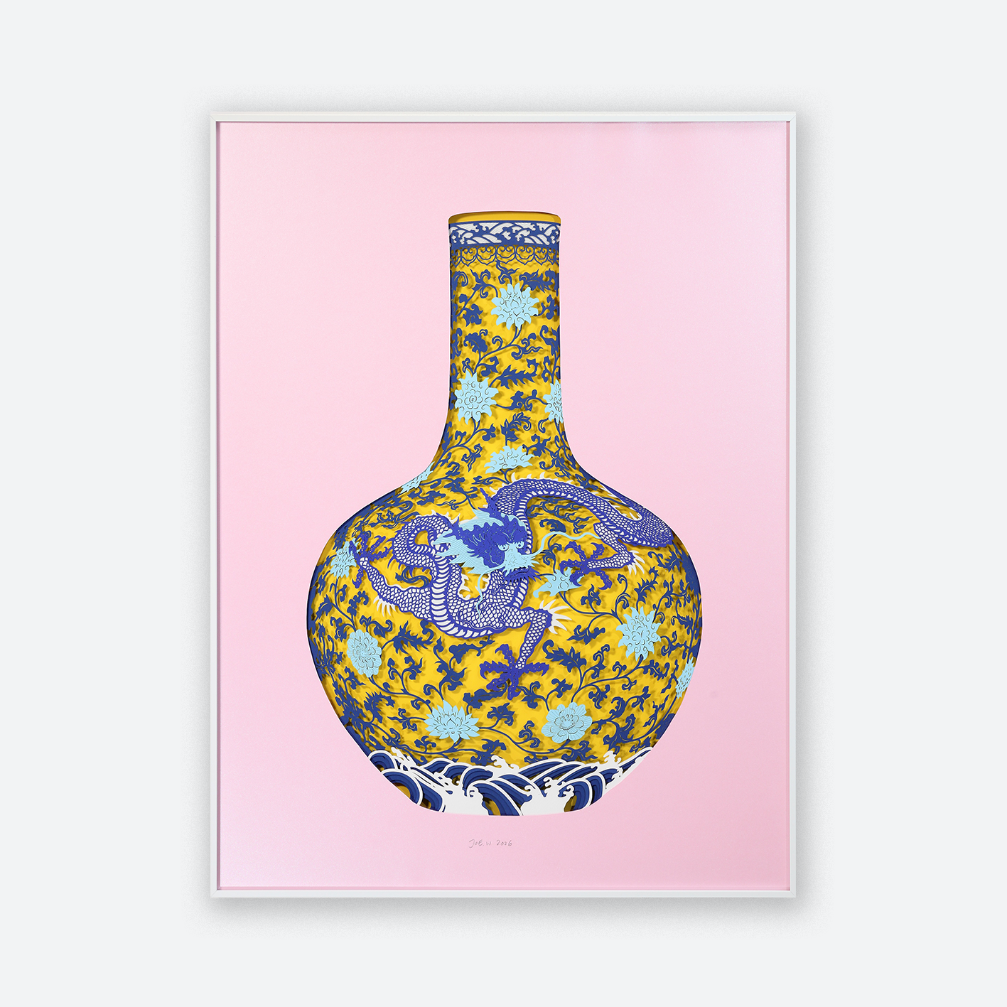 Imperial Dragon Vase, Tian Qiu Ping (Pink)