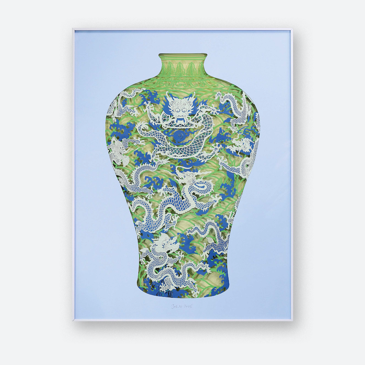 Imperial Dragon Vase, Meiping (Blue)