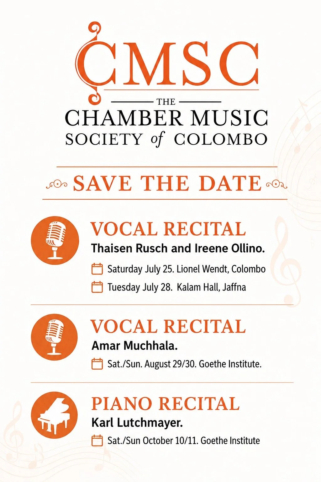 Recital at Lionel Wendt Art Center, Theatre