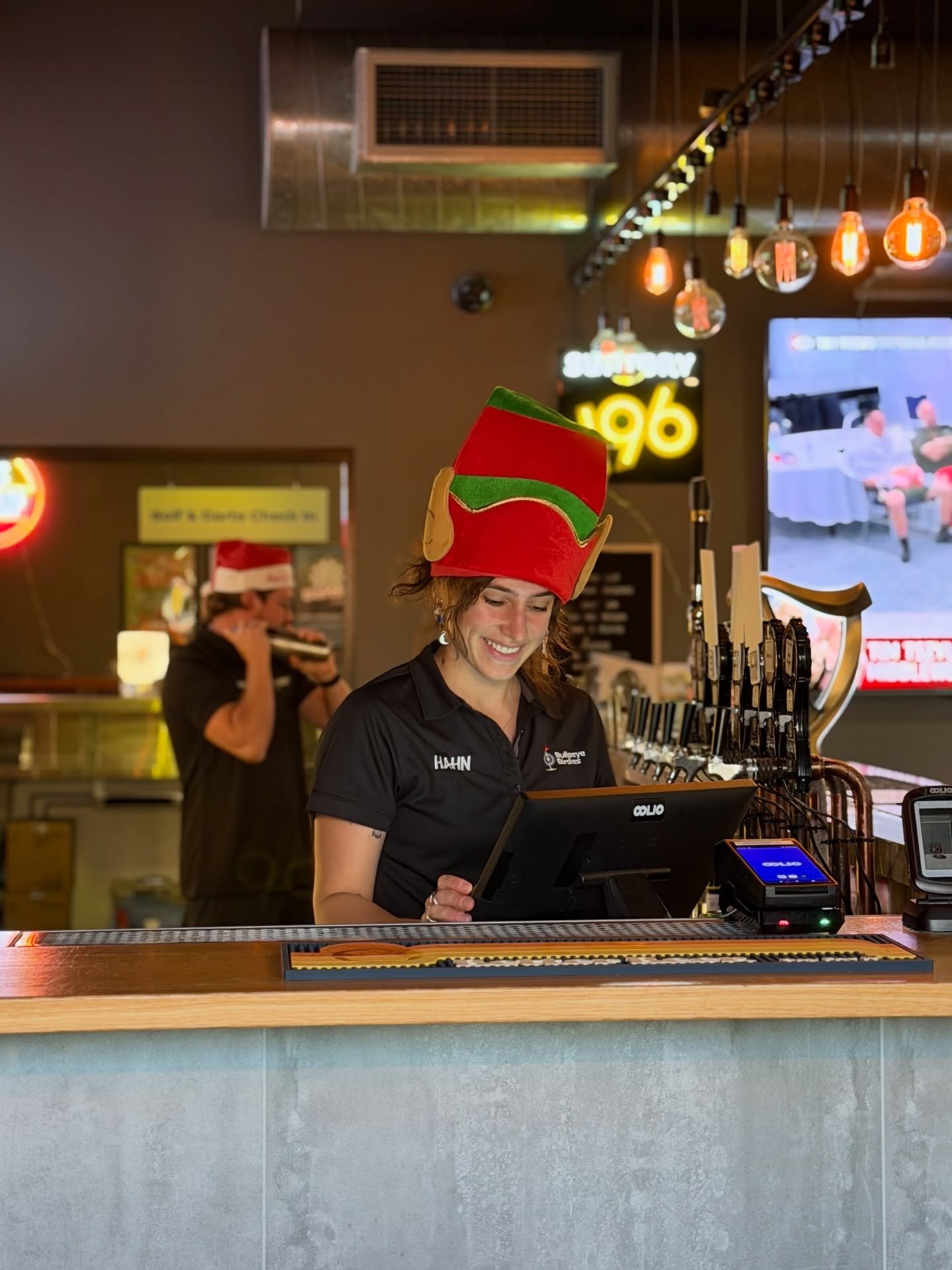 It&rsquo;s beginning to look a lot like Christmas @bullseyebirdies 🎄

Our wonderful bar staff @hawkkchan &amp; @scottcollinsss bringing all the festive vibes 🧑&zwj;🎄🎅

We are OPEN every day until Christmas from 11am-10pm 🙌

Game on @bullseyebird
